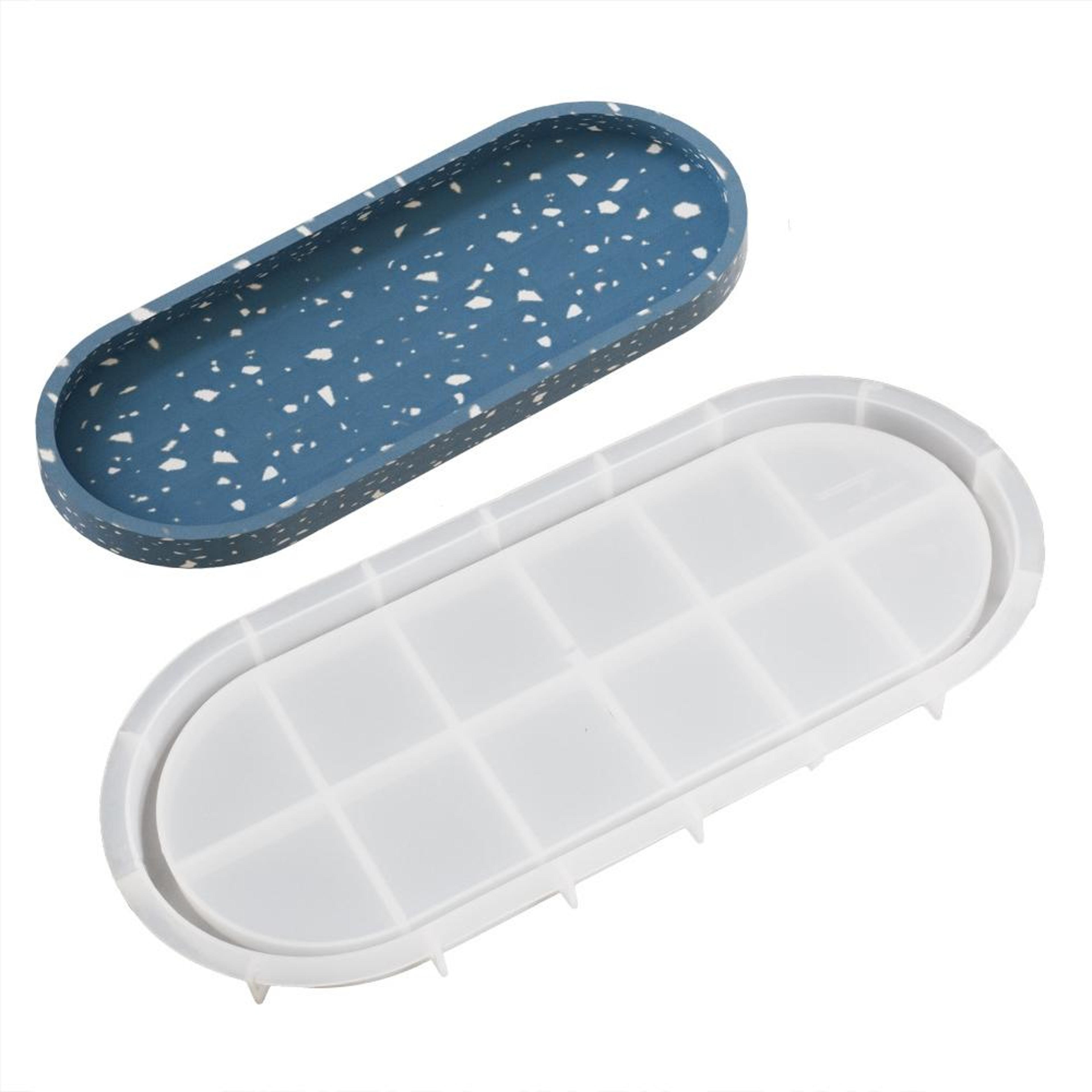 elegant resin tray mold silicone epoxy mold for diy jewelry, vanity & flower pot base trays
