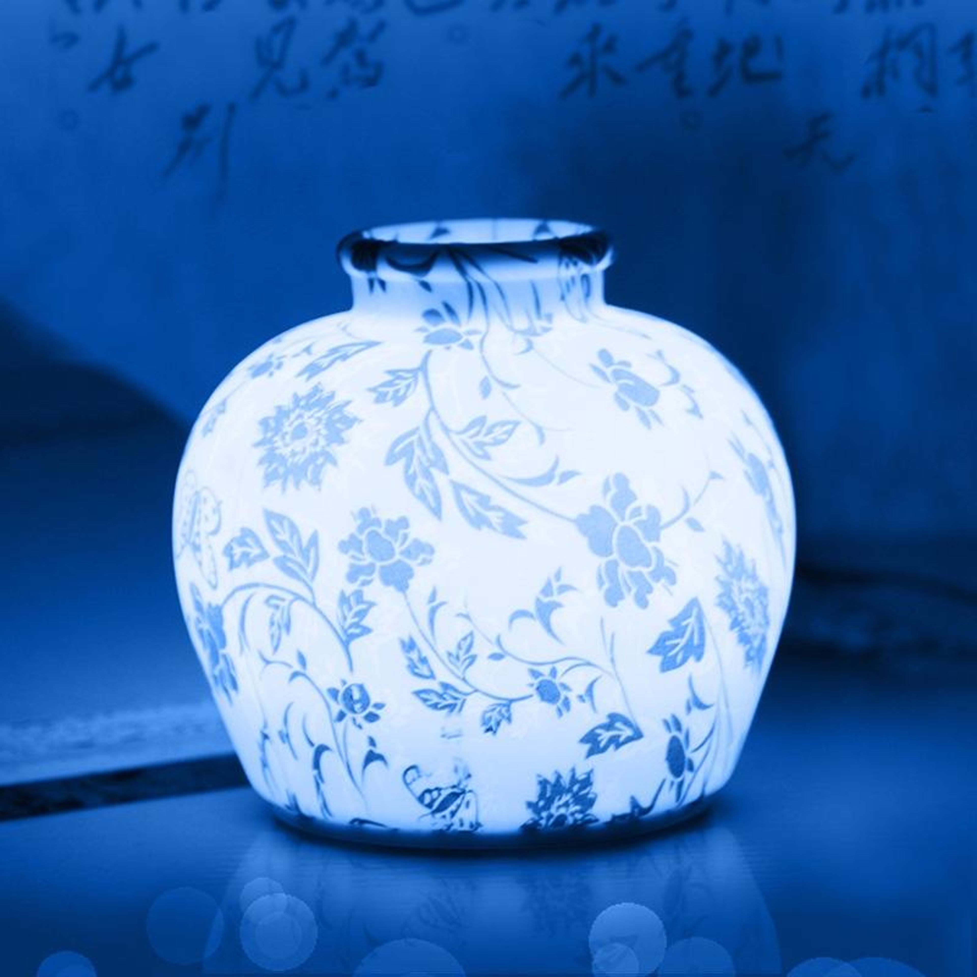 blue & white porcelain silicone night light usb rechargeable touch sensor led bedside lamp
