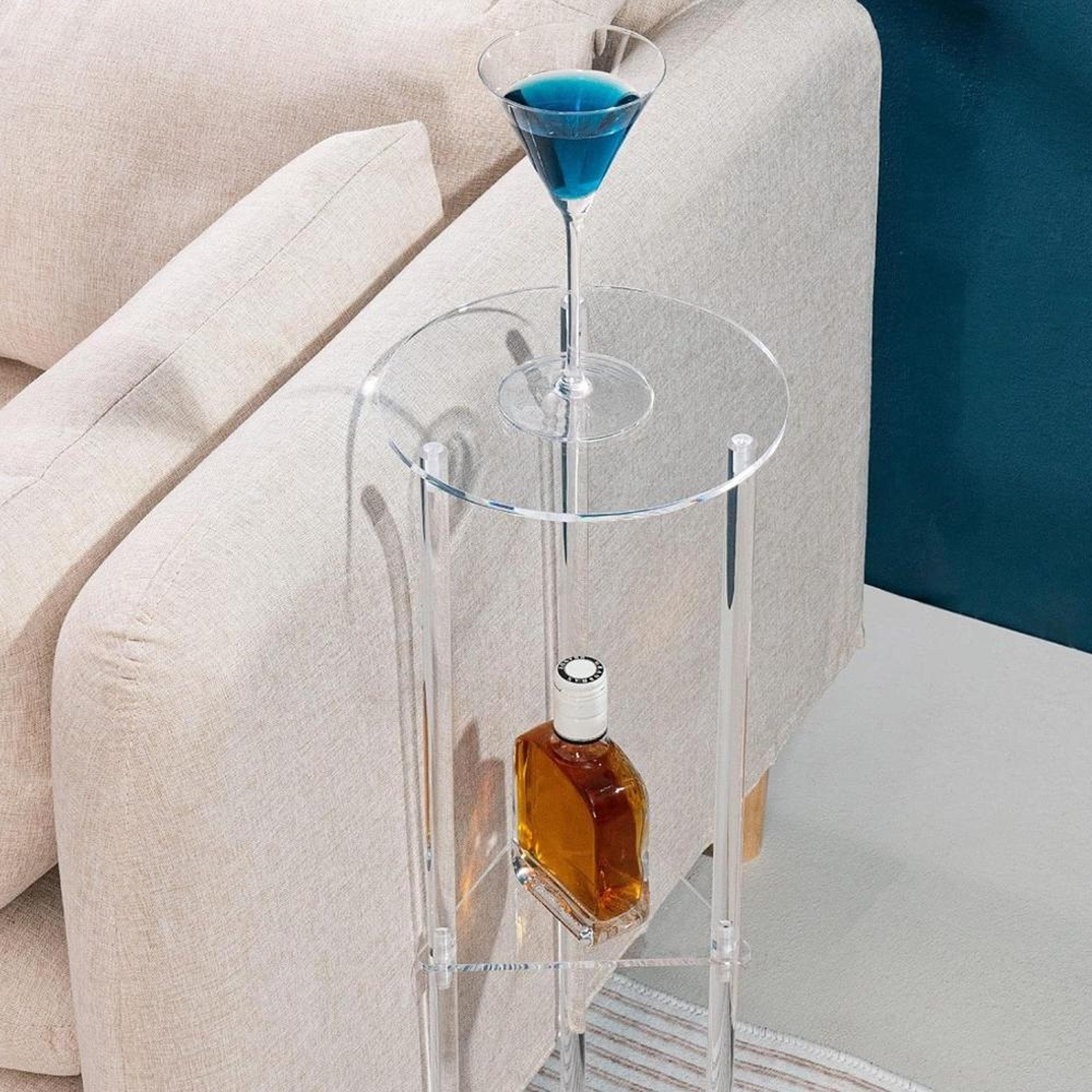 crystal clear acrylic side table tier modern end table for living room bedroom sofa