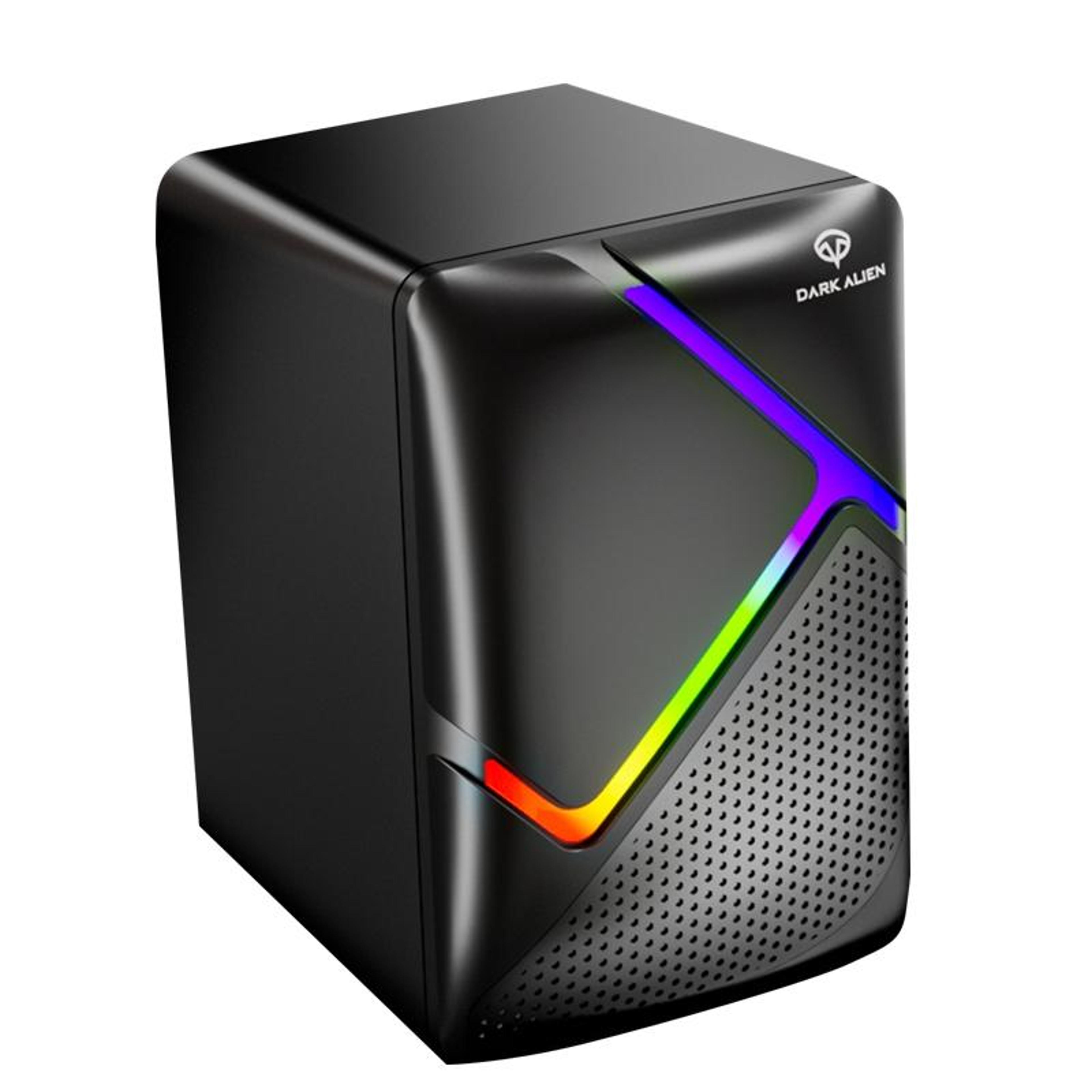 dark alien usb computer speakers with rgb lights & stereo bass sound