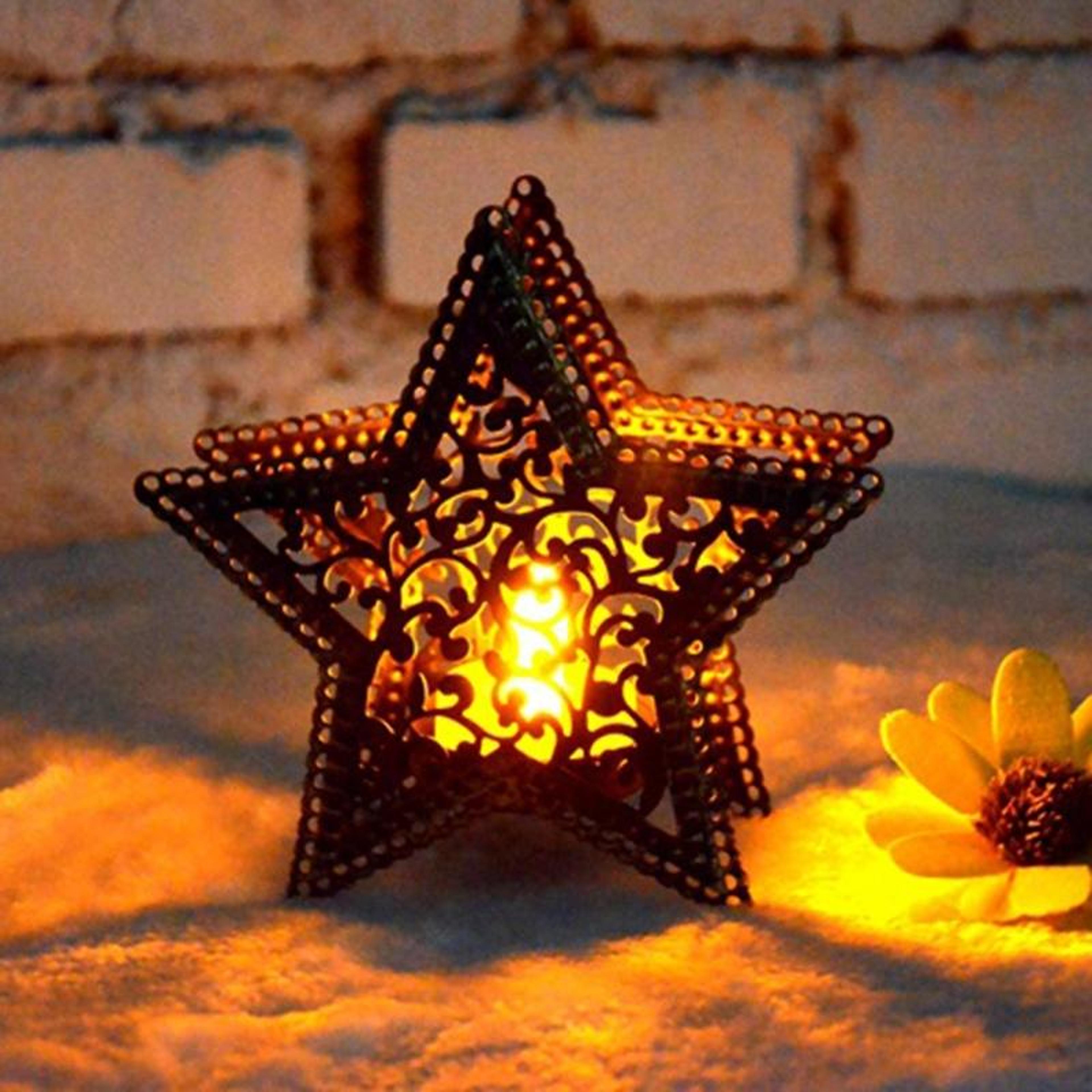 moroccan star metal candle holder for christmas decor and holiday table centerpiece
