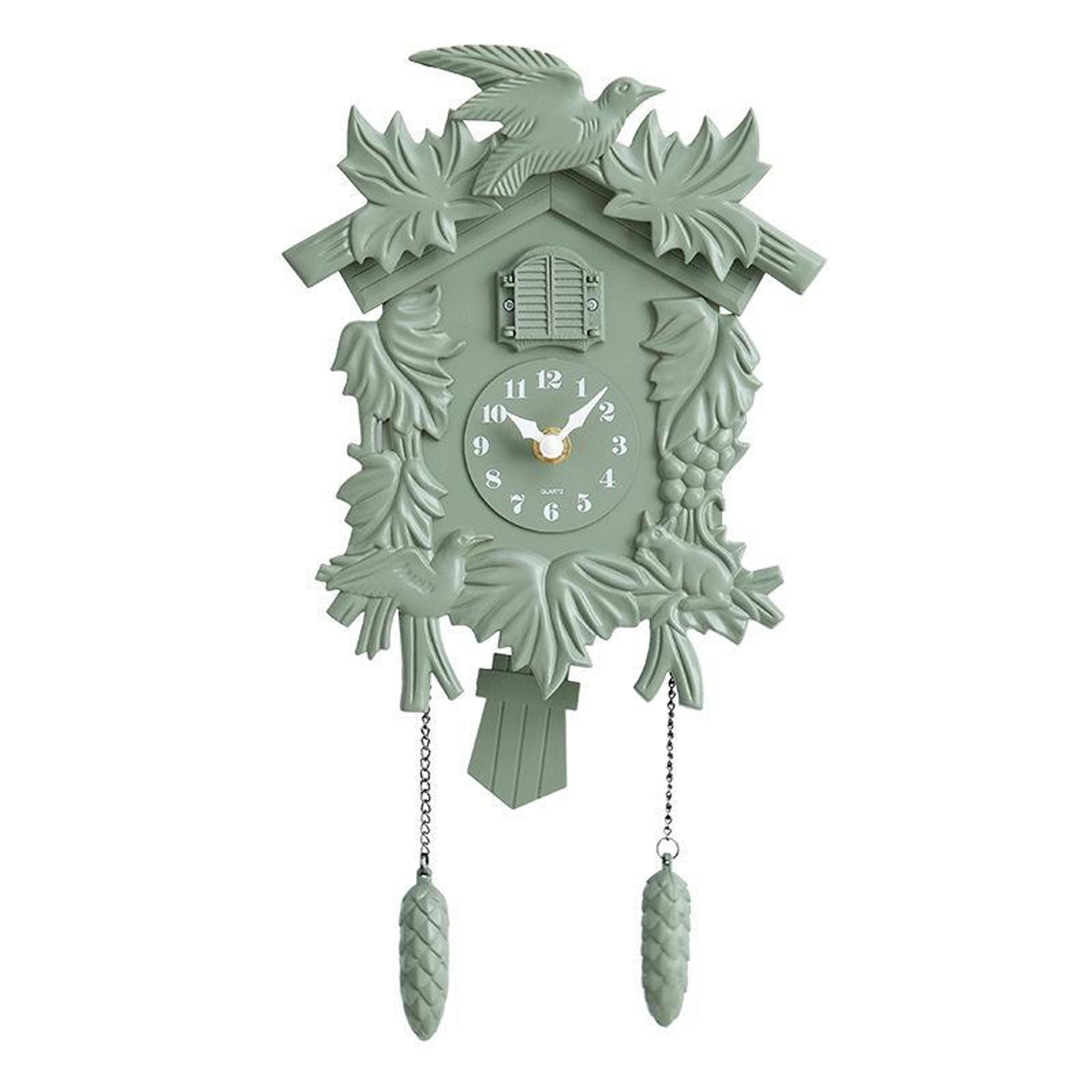 vintage cuckoo wall clock with silent movement & bird song chime for rustic home decor
