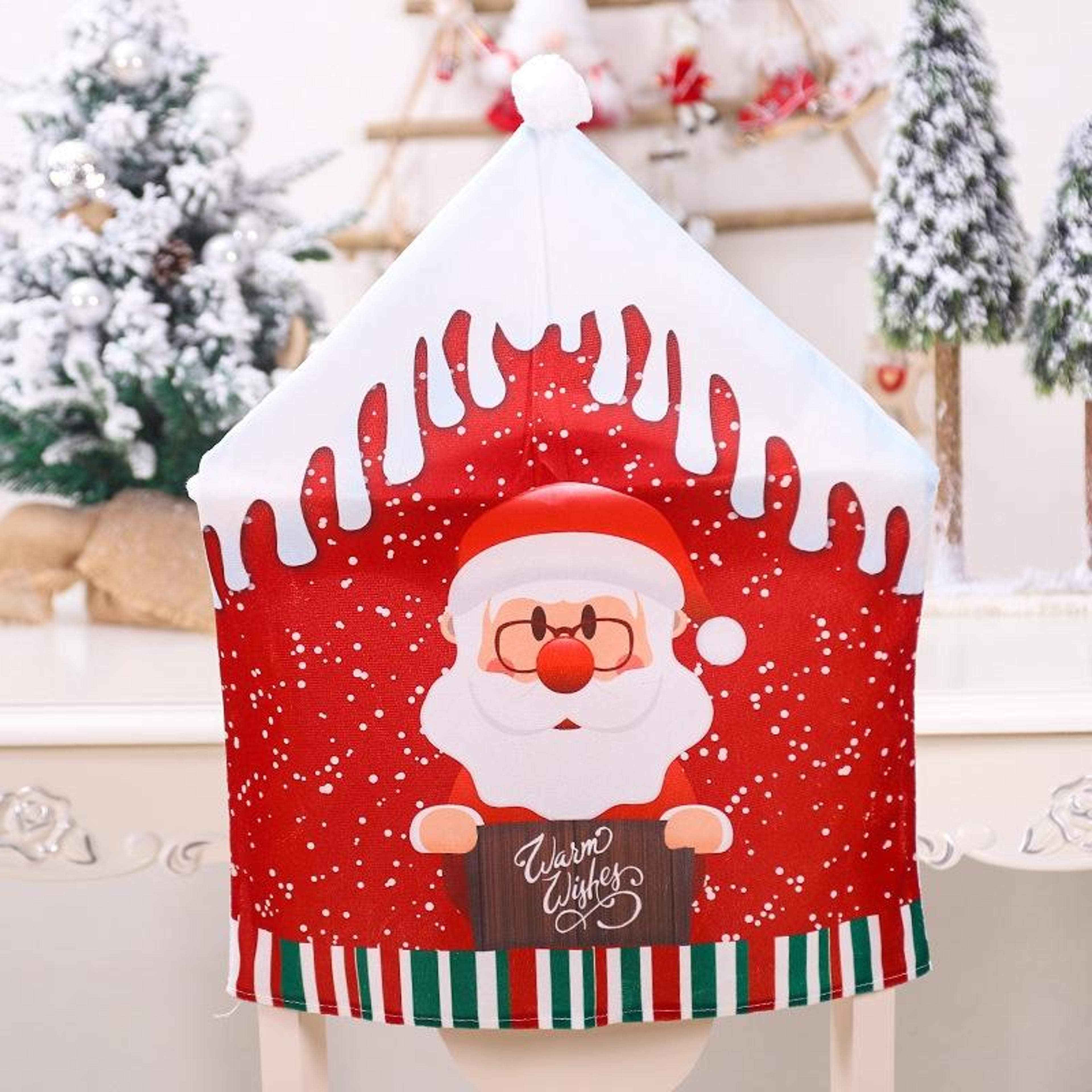 festive christmas chair cover cartoon dining chair slipcover for holiday home decor