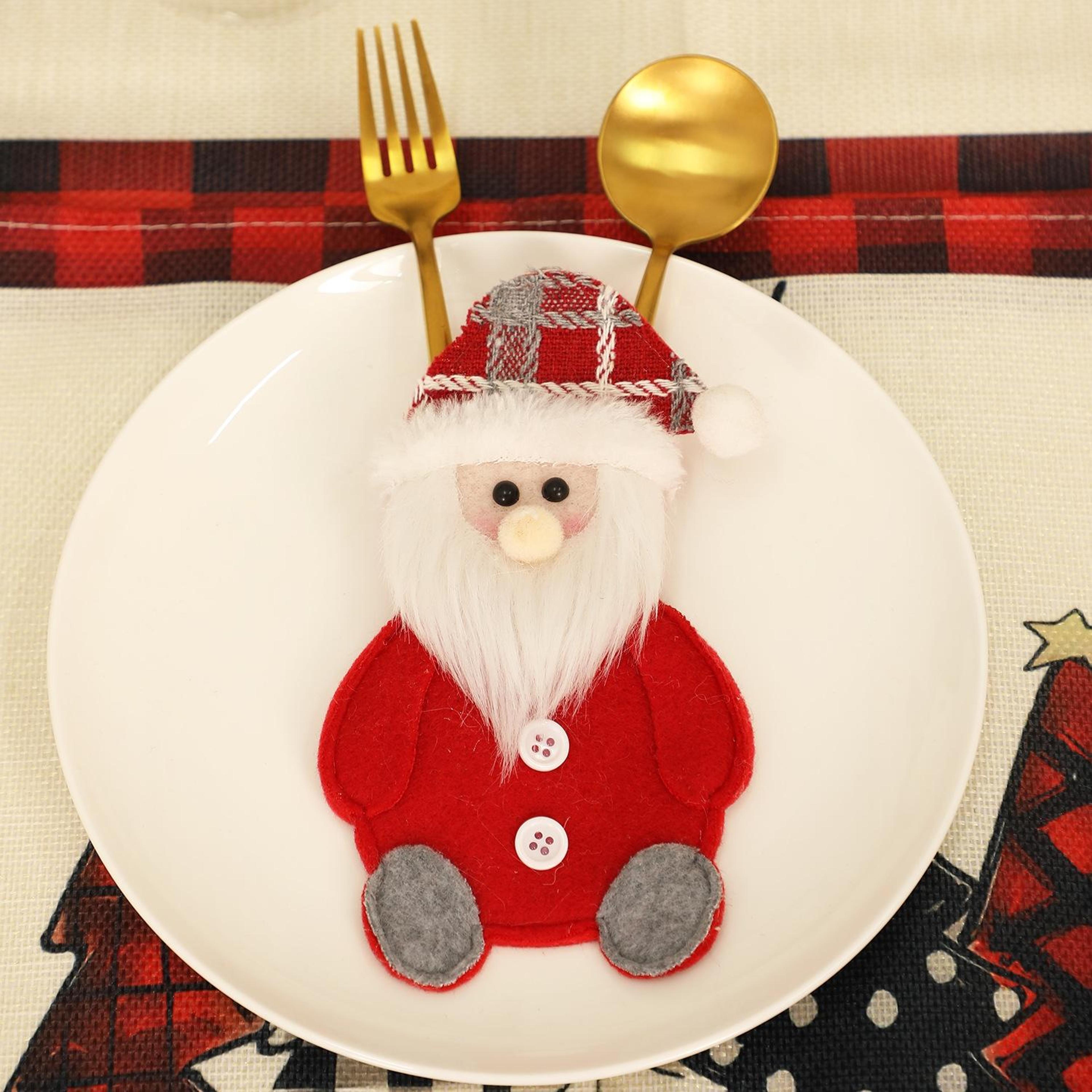 christmas table decorations cartoon christmas silverware holders knife and fork covers set