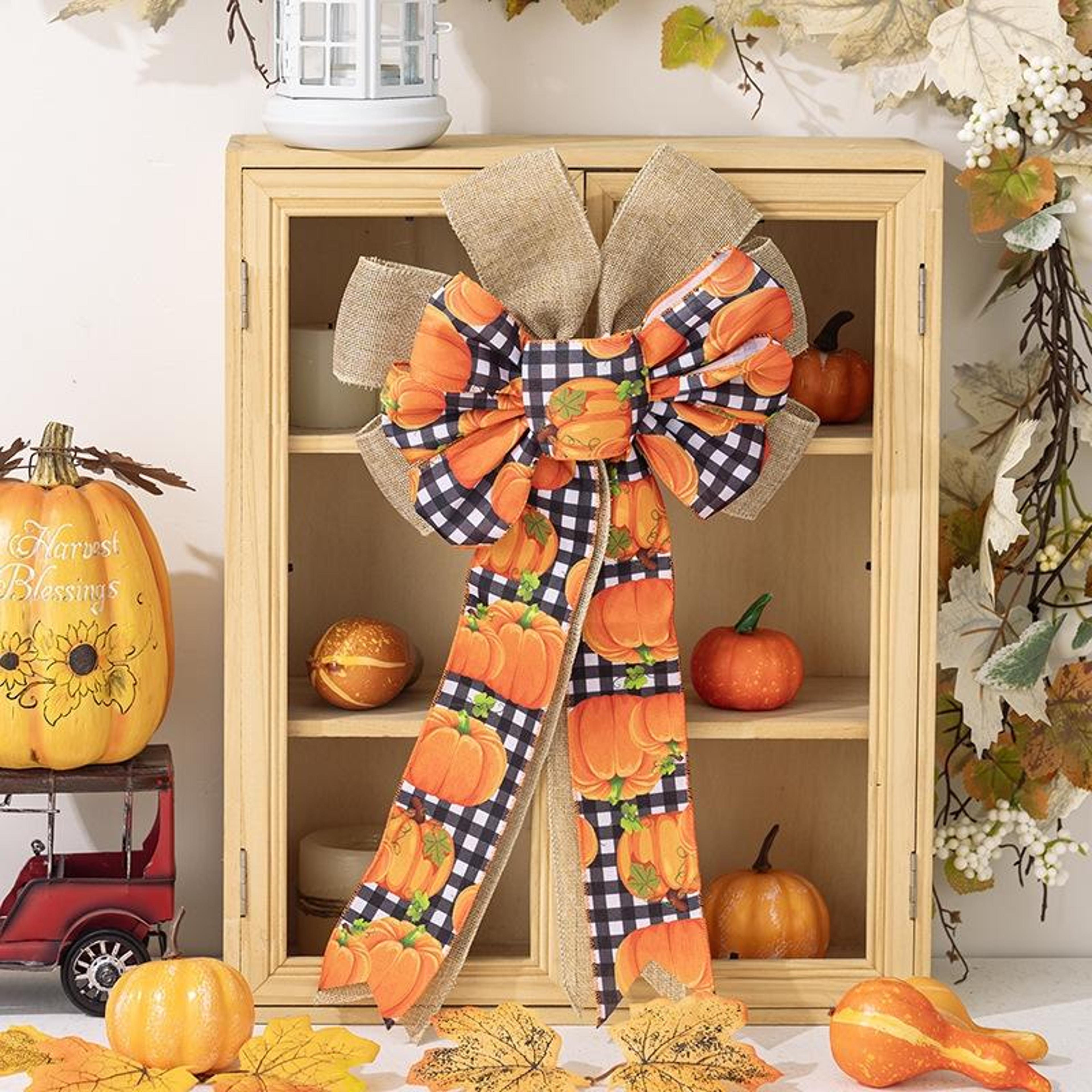 harvest festival thanksgiving wreath bow for front door fall decor
