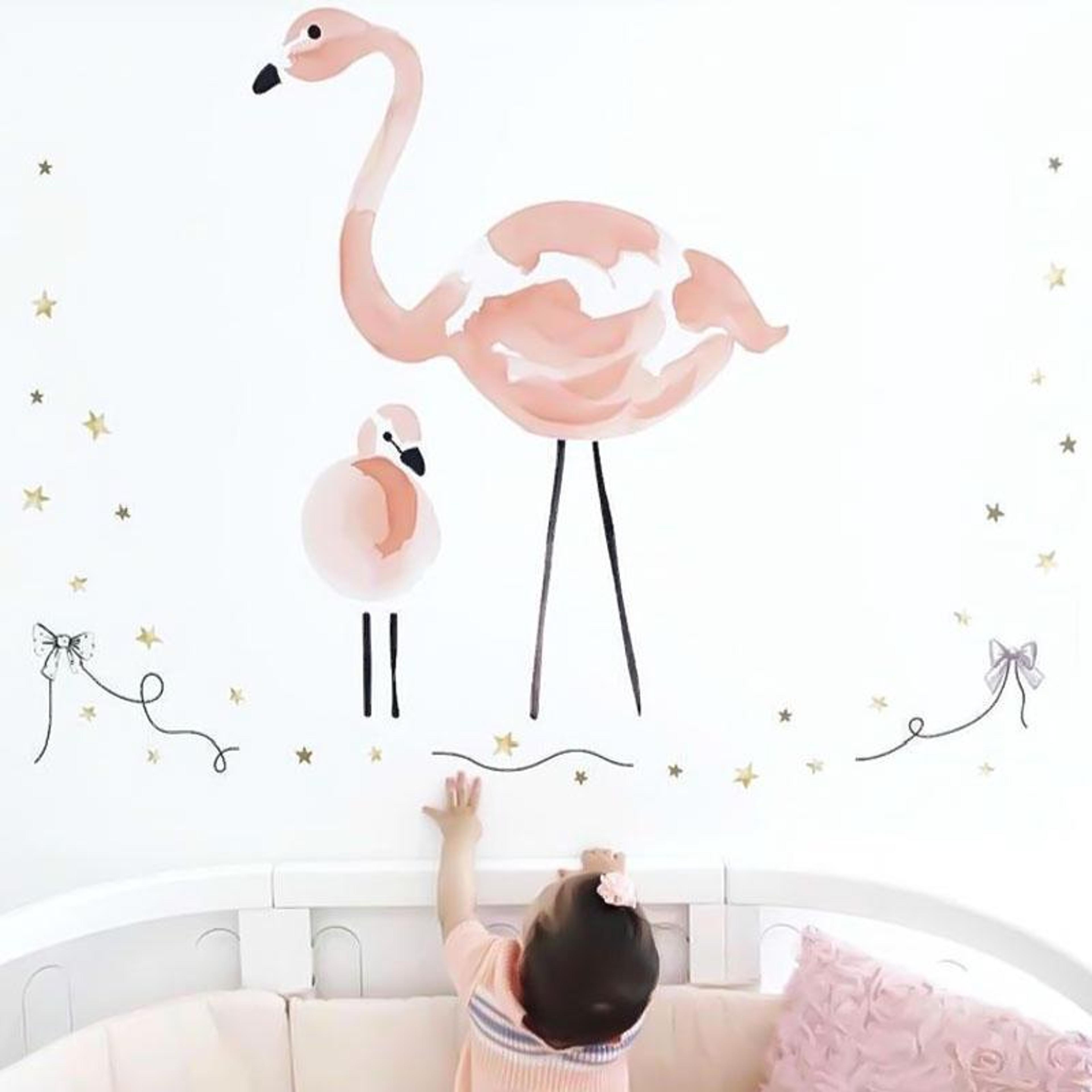 flamingo balloon kids wall decals for nursery and classroom decor