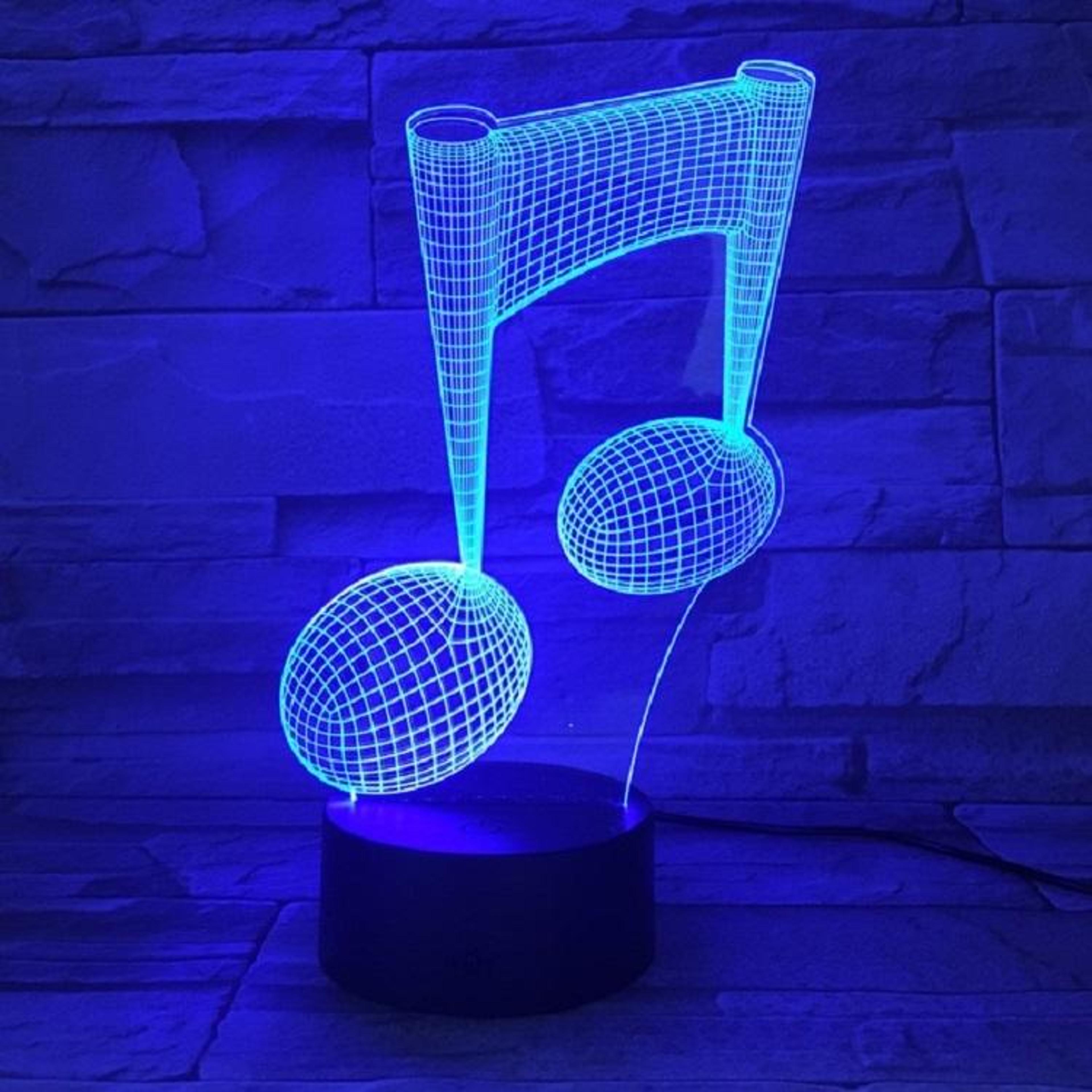 music note 3d illusion lamp usb led night light with 7 color touch control