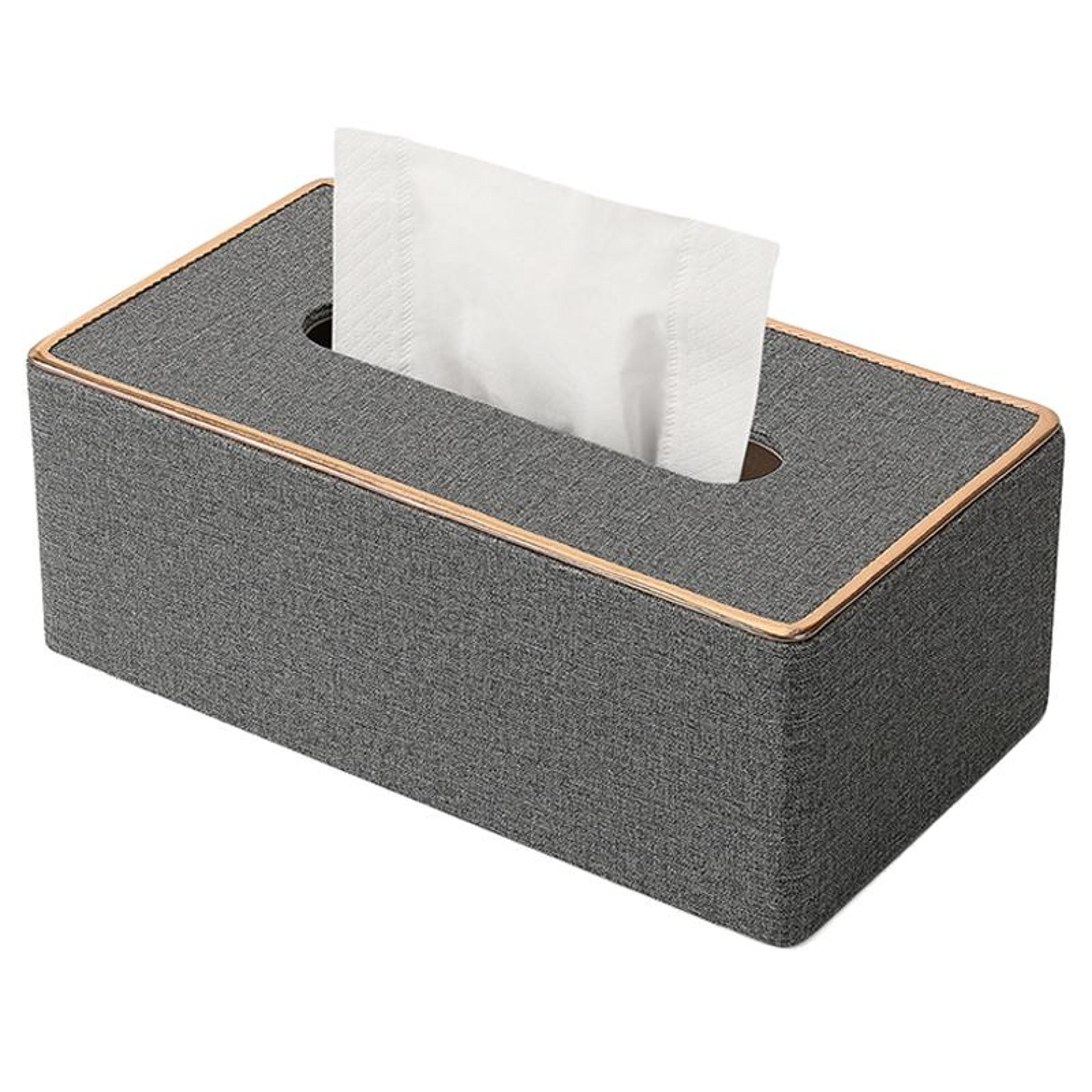 luxury tissue box cover with gold rim faux leather decorative desktop tissue holder
