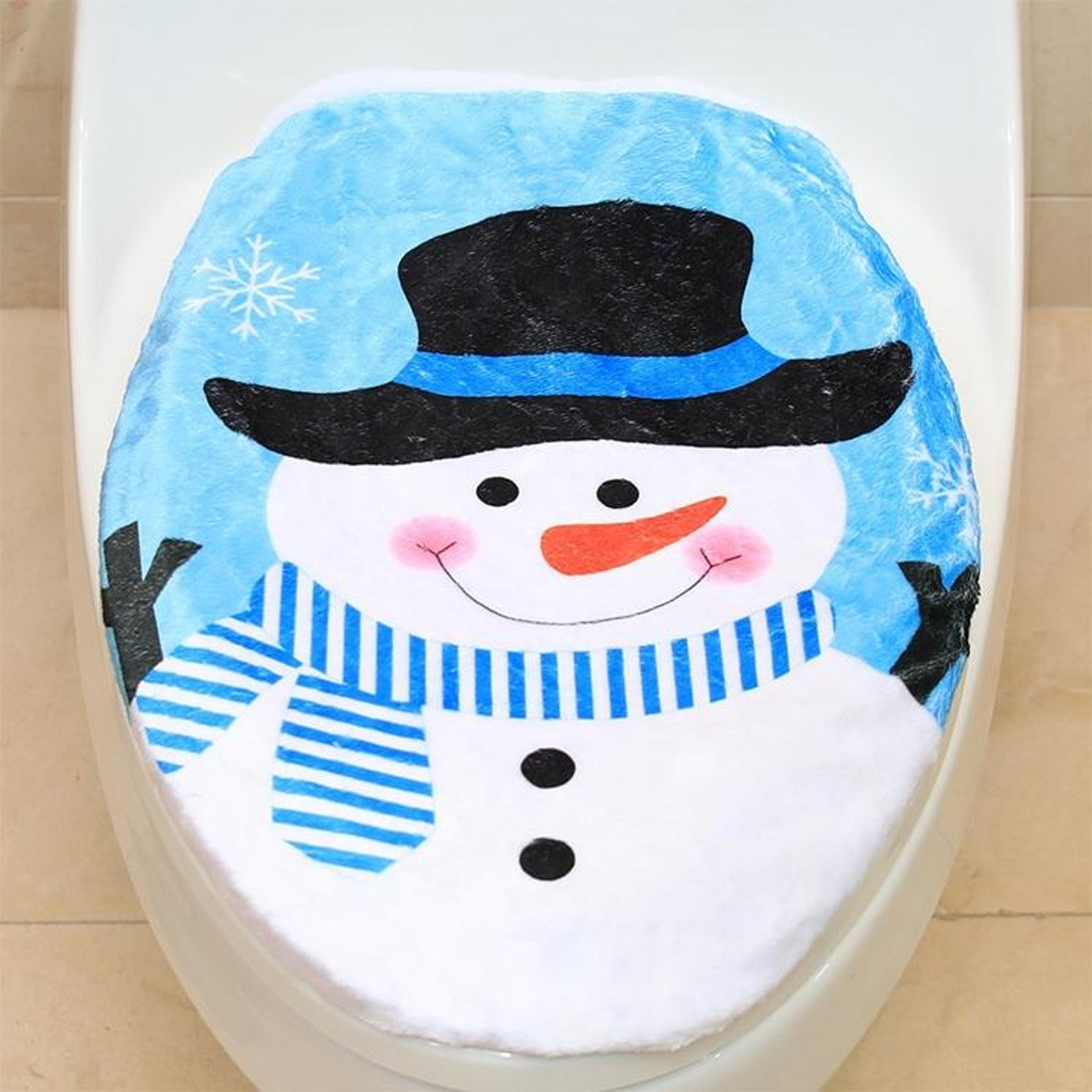 snowman christmas toilet lid cover festive holiday bathroom decoration