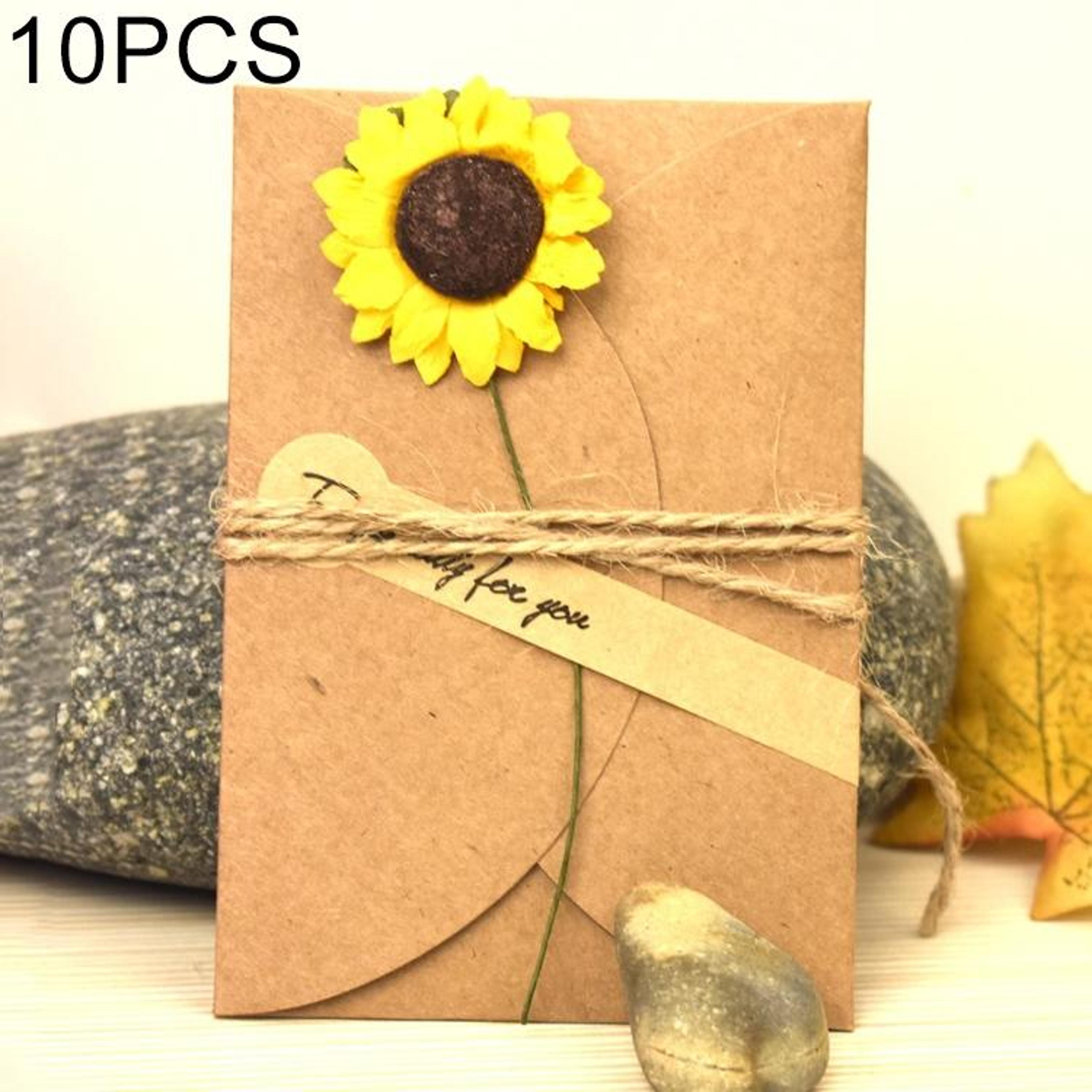 handmade dry flower kraft paper greeting card set, diy birthday & festival cards