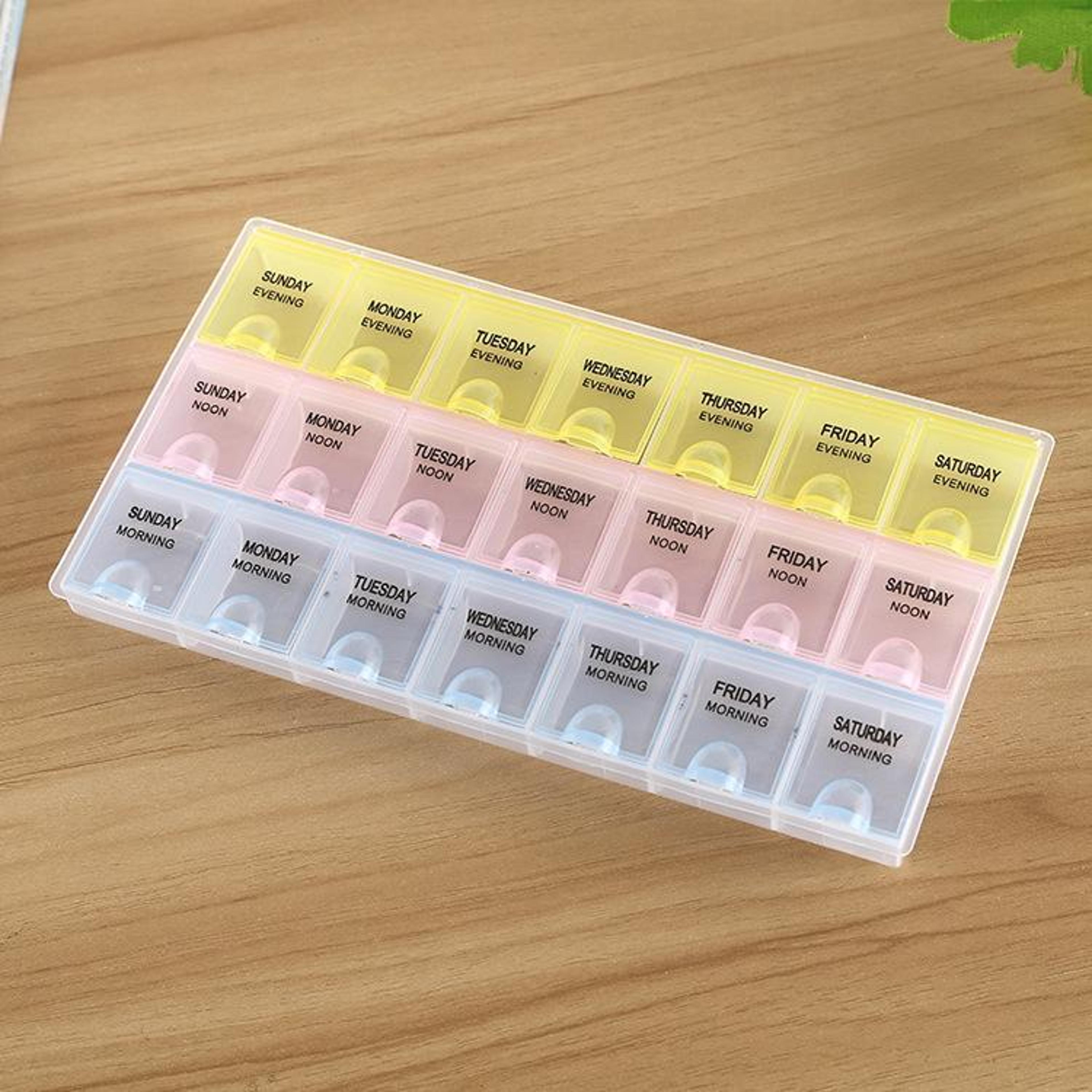 weekly pill organizer 7 day pill box with 21 compartments for medicine & vitamins