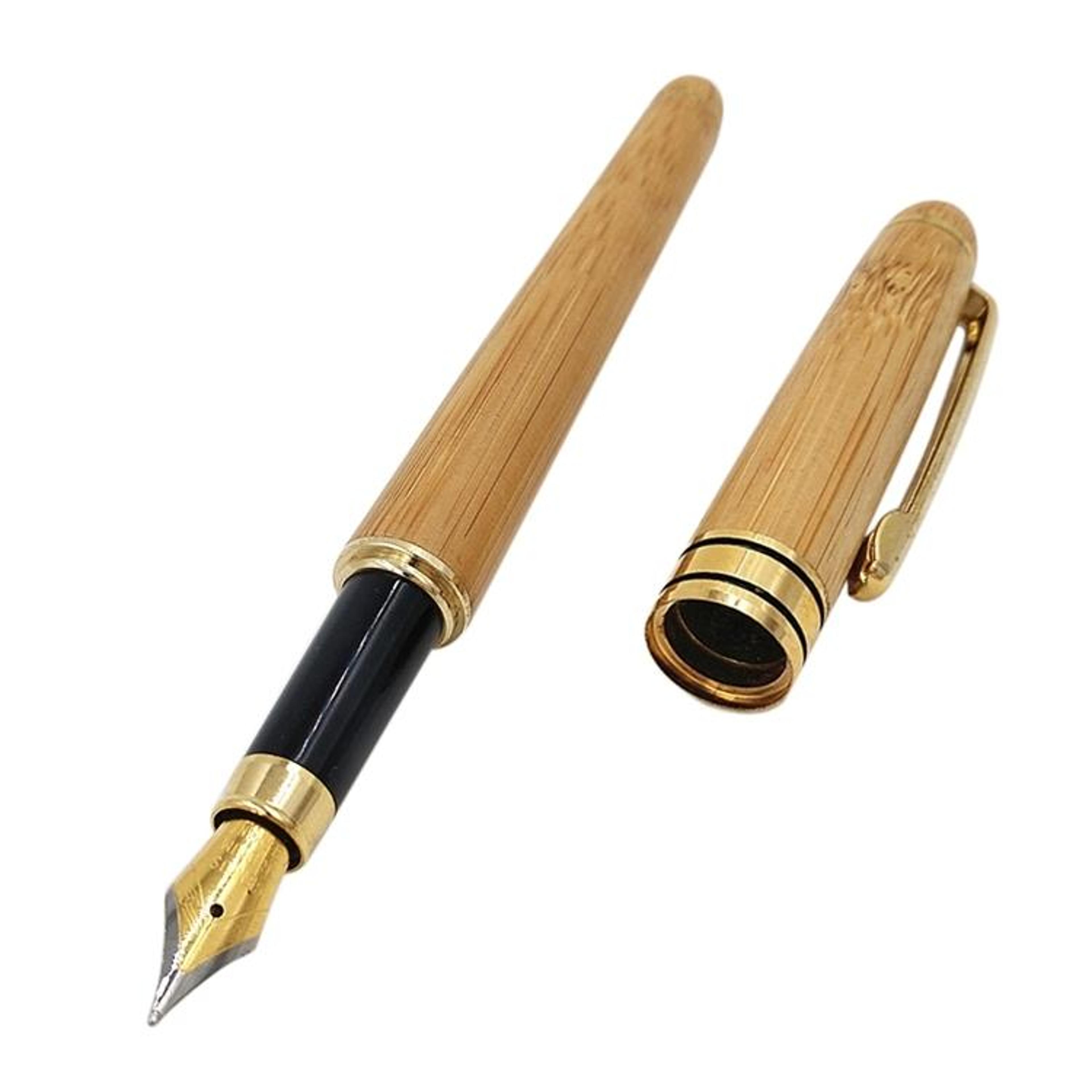 transparent fountain ink pen with extra fine nib wooden piston writer