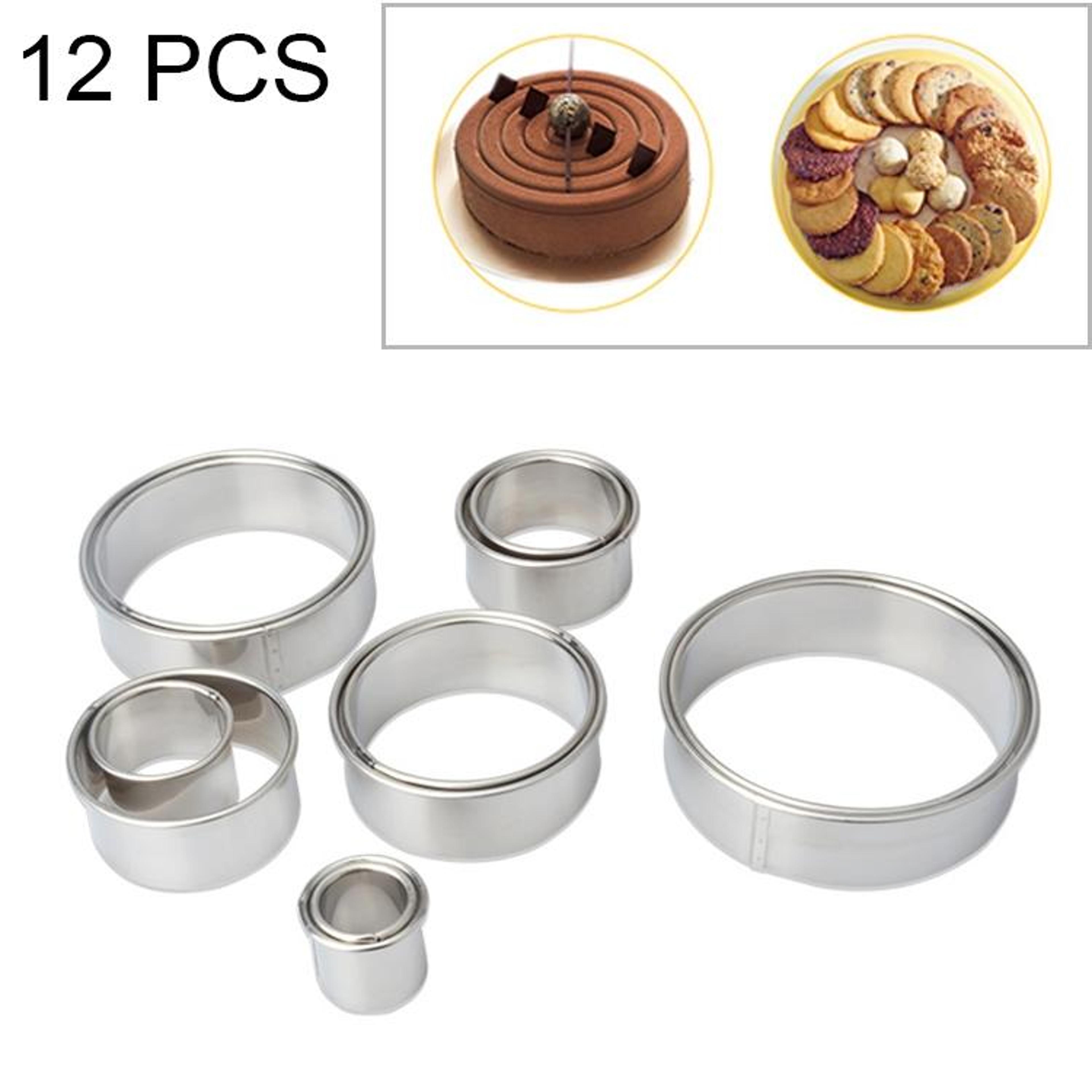 premium round cookie cutter set stainless steel cake ring mold for biscuits, doughnuts & desserts