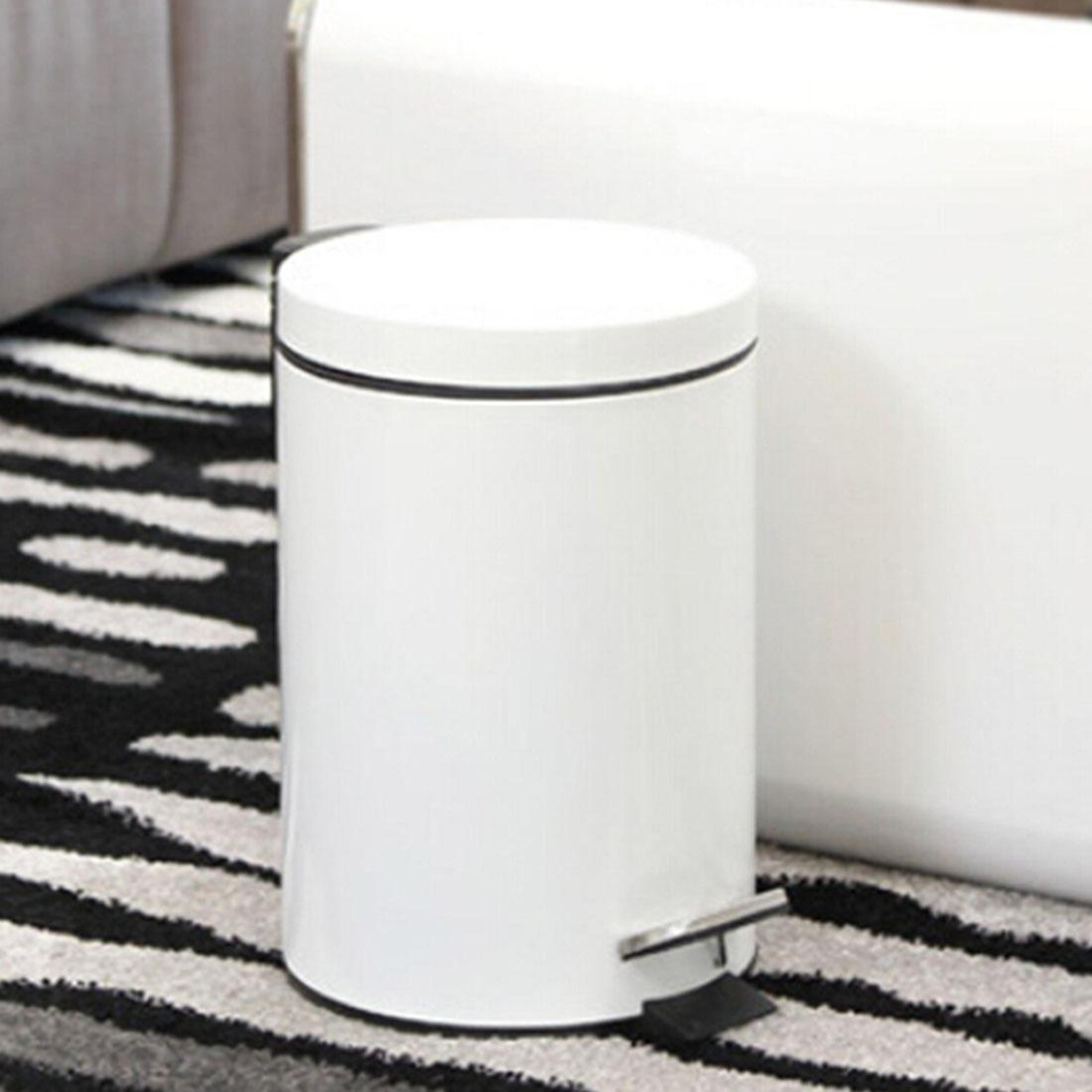 stainless steel trash bin with pedal lid compact covered waste bin for home office bathroom