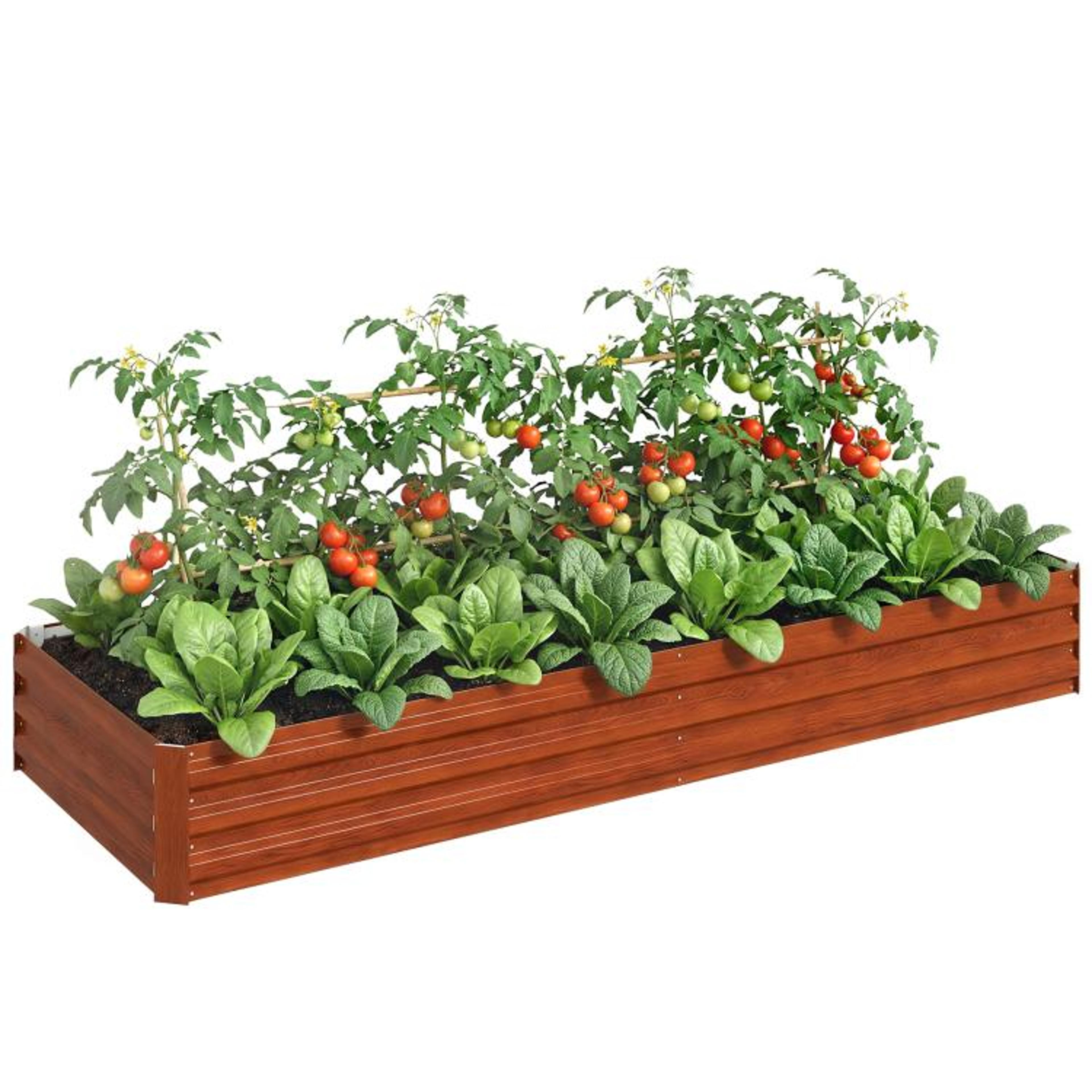 95-inch galvanized steel raised garden bed with open bottom for outdoor plants