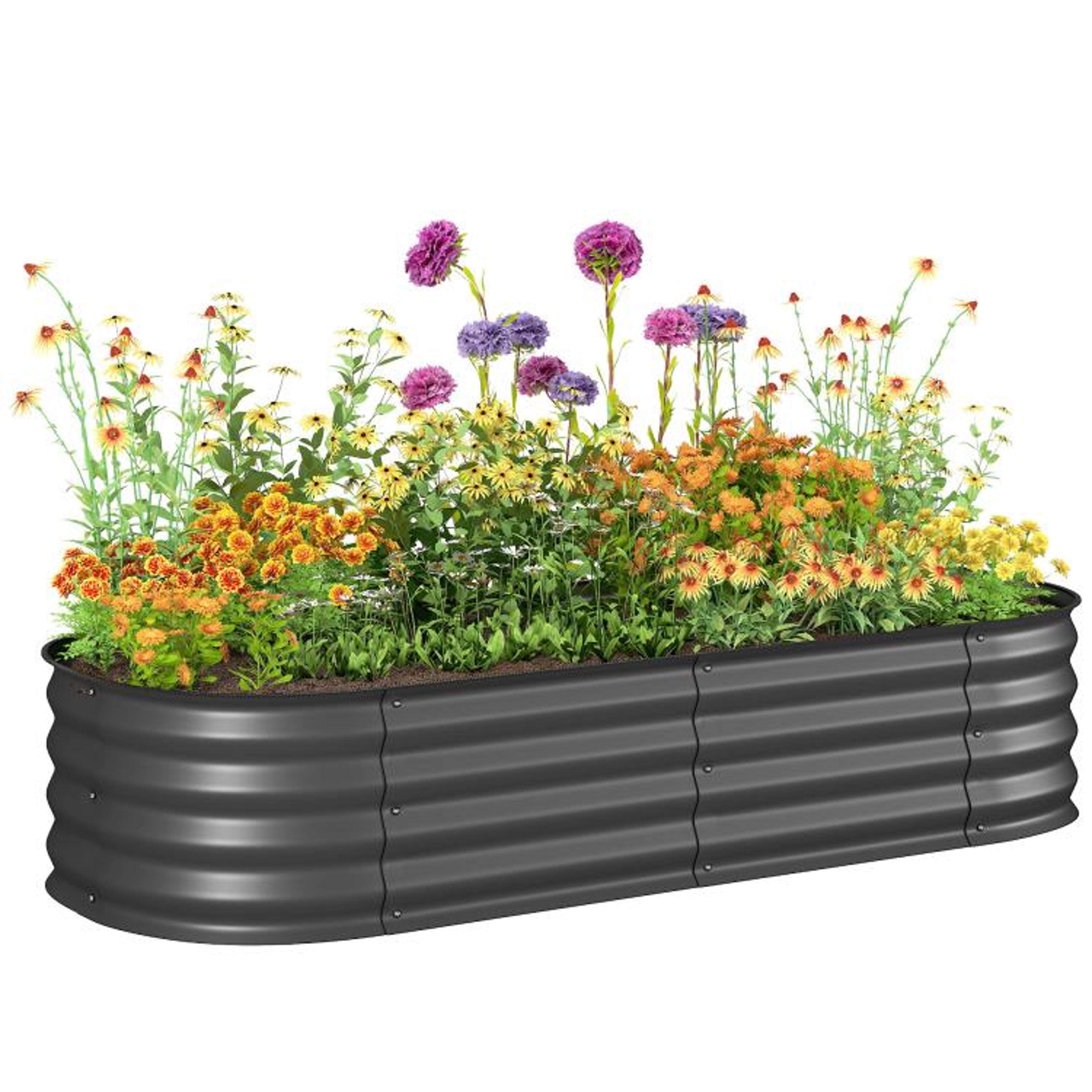 galvanized raised garden bed kit with safety edging dark gray metal planter box
