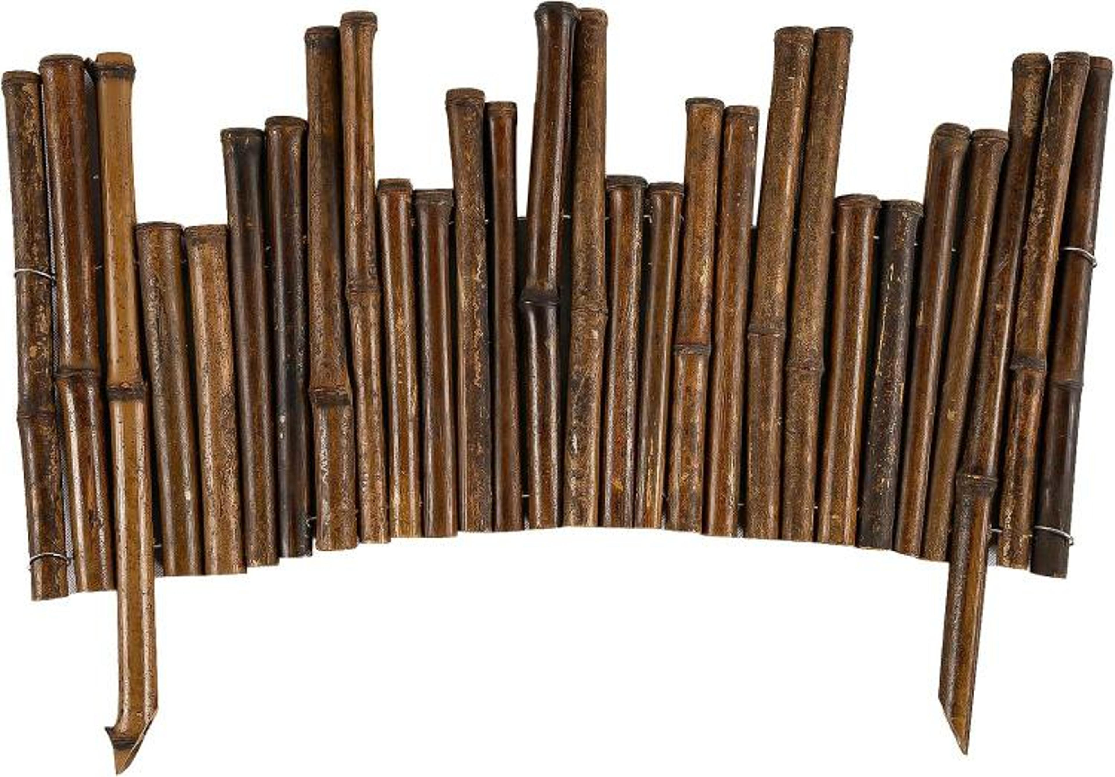 natural bamboo garden border fence for flower beds and lawn edging