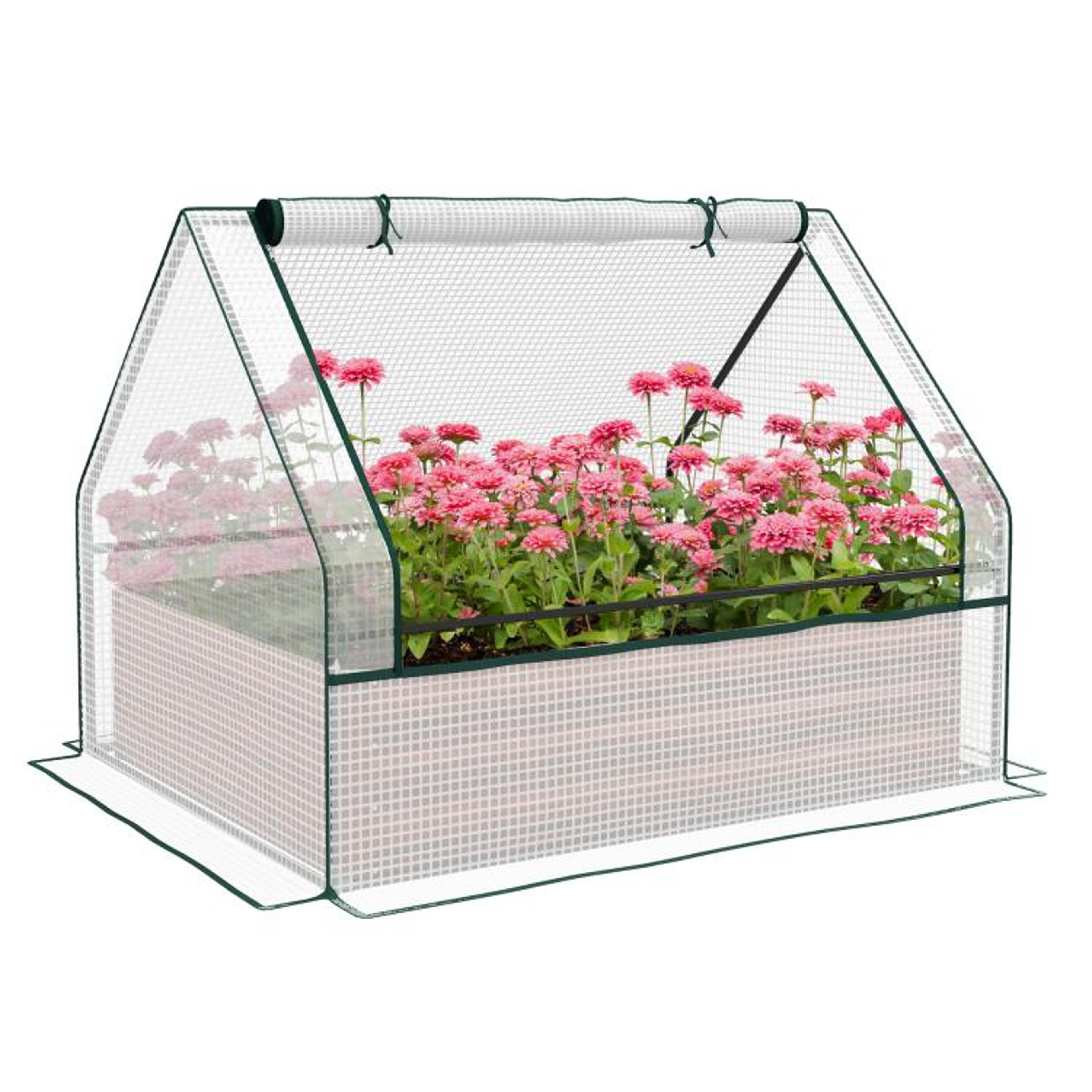 raised garden bed with mini greenhouse cover galvanized steel planter box