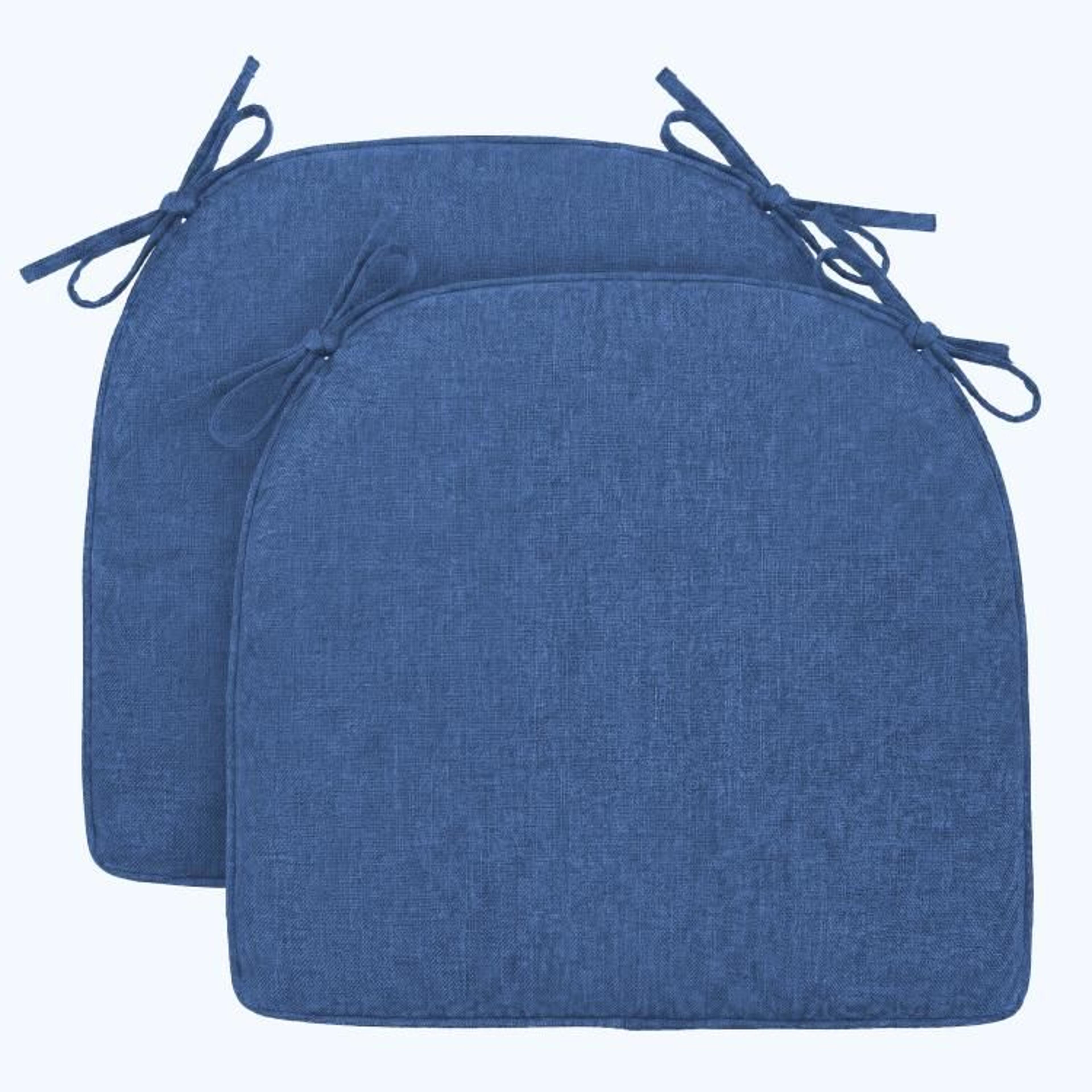 d-shaped dining chair cushions set of 2 with removable covers and ties blue
