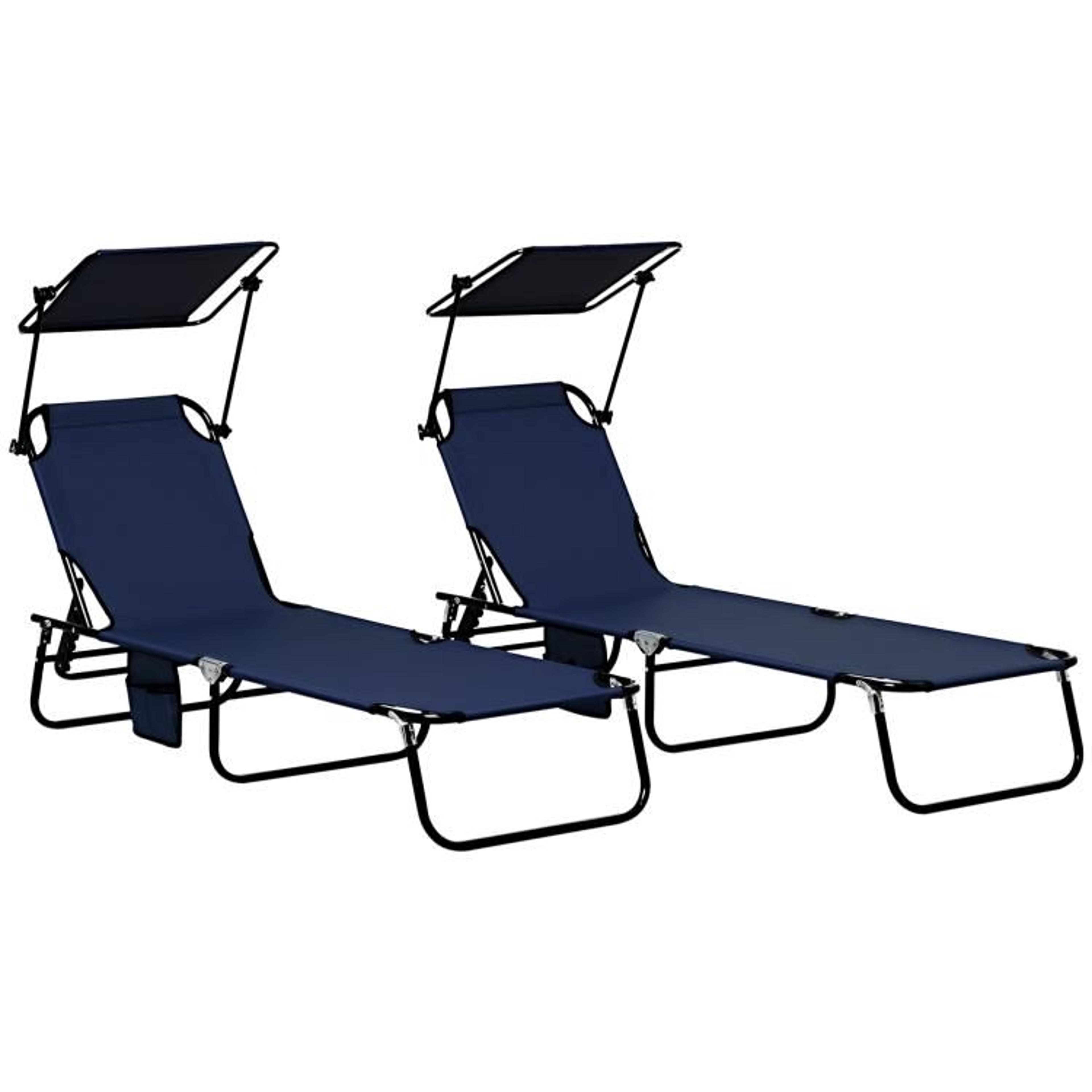 outdoor pool lounge chairs set of 2 with adjustable backrests and sunshades blue