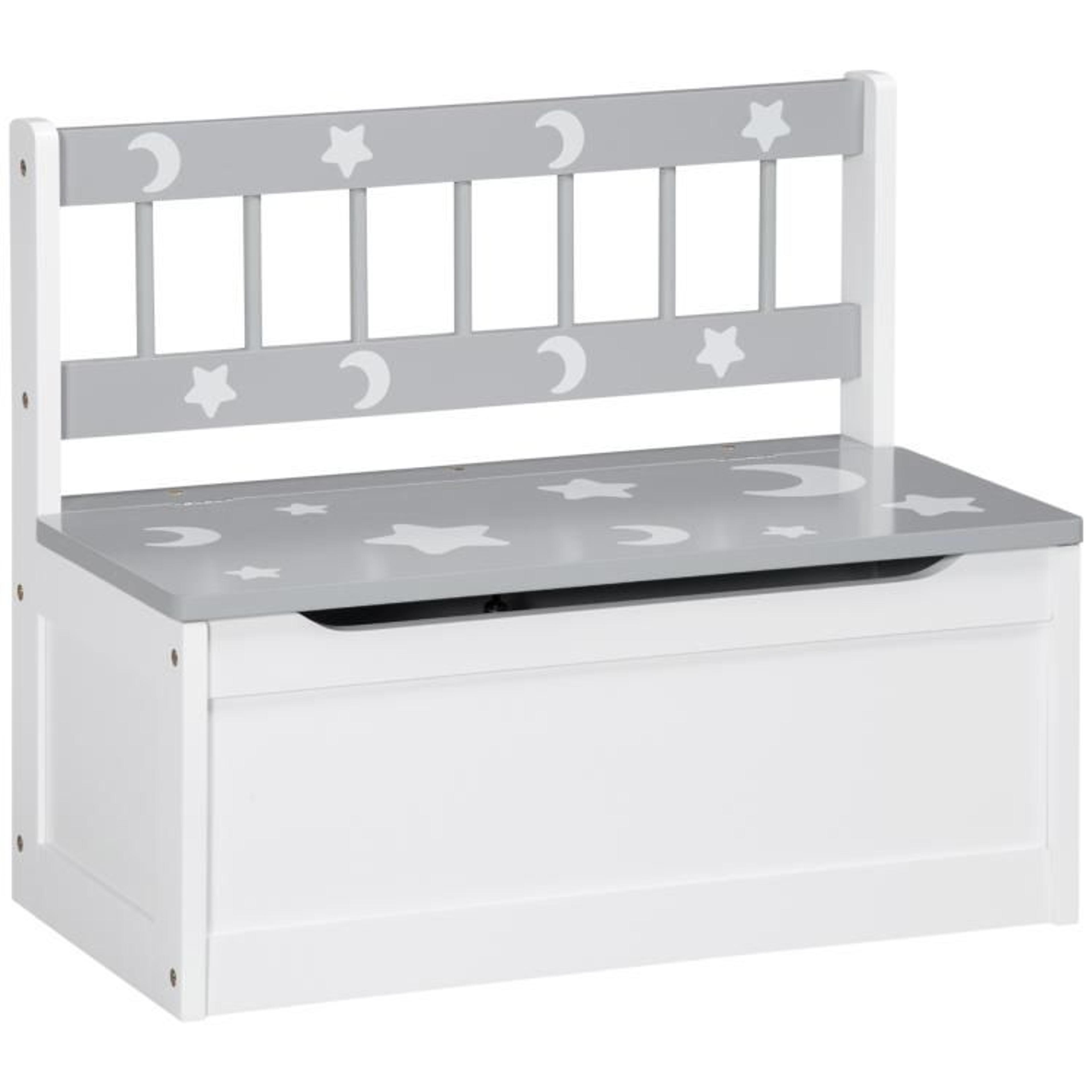kids toy storage bench with 27.3l storage and safety lid in gray