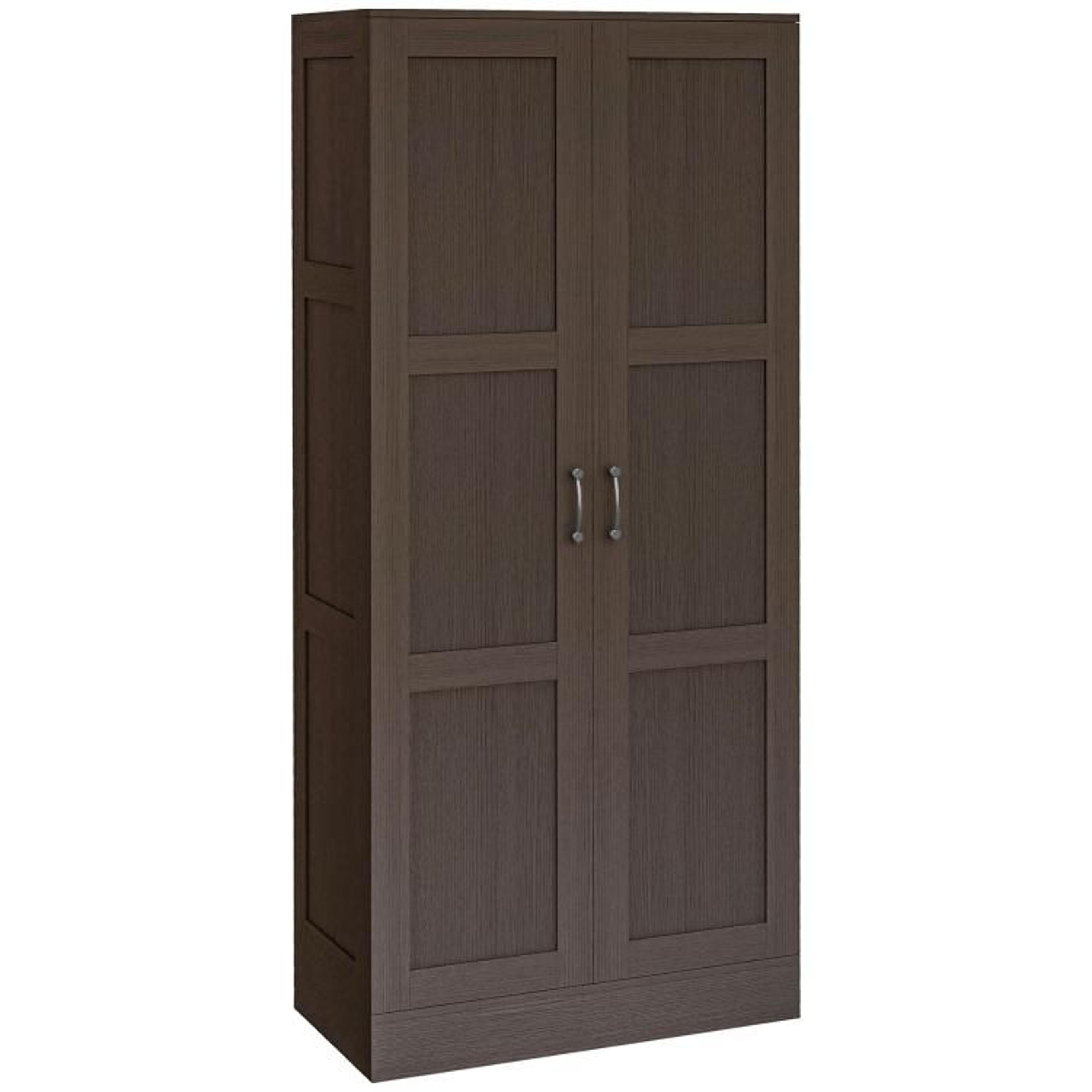 tall kitchen pantry storage cabinet with adjustable shelves and soft-close doors