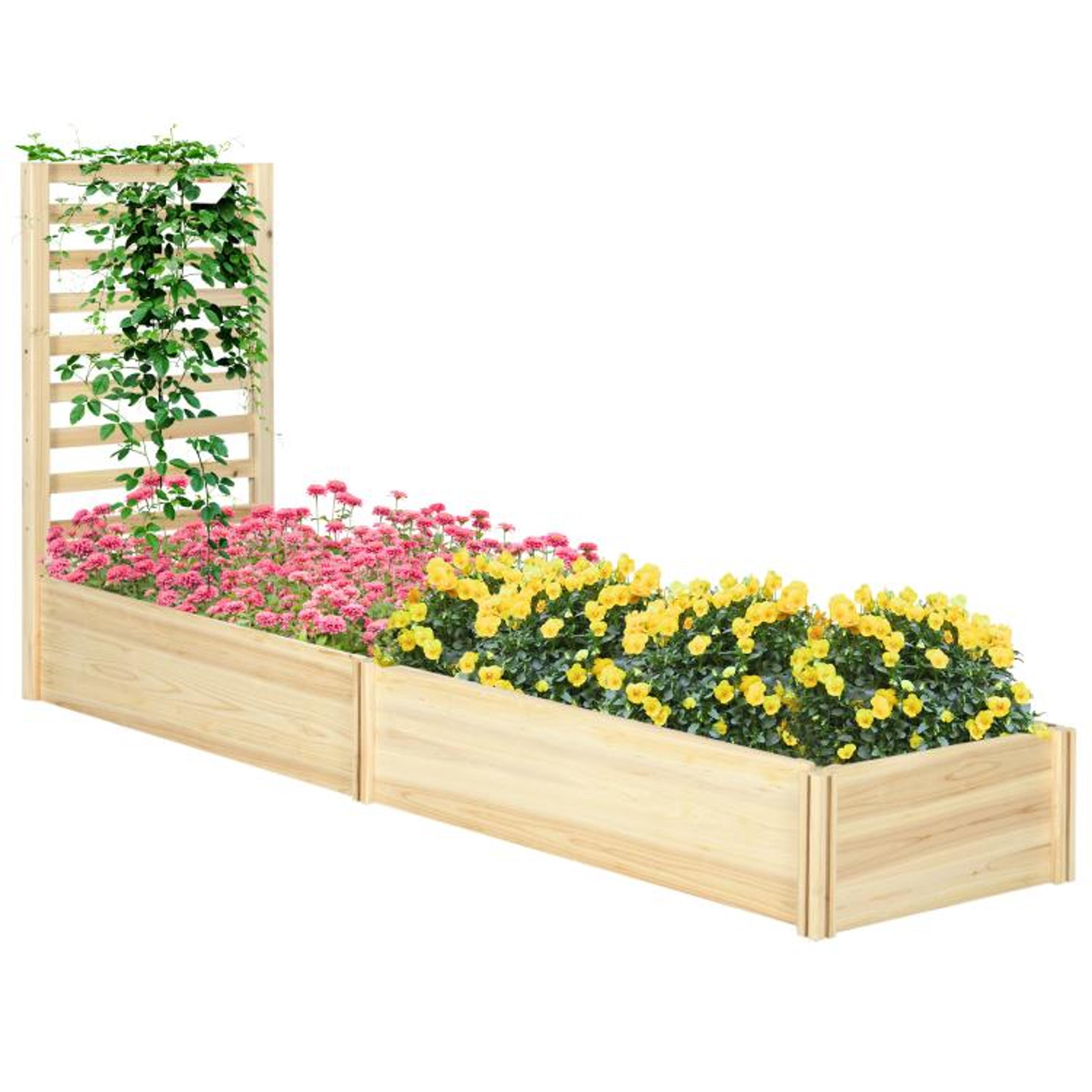wood raised garden bed with trellis fir wood planter boxes for climbing plants