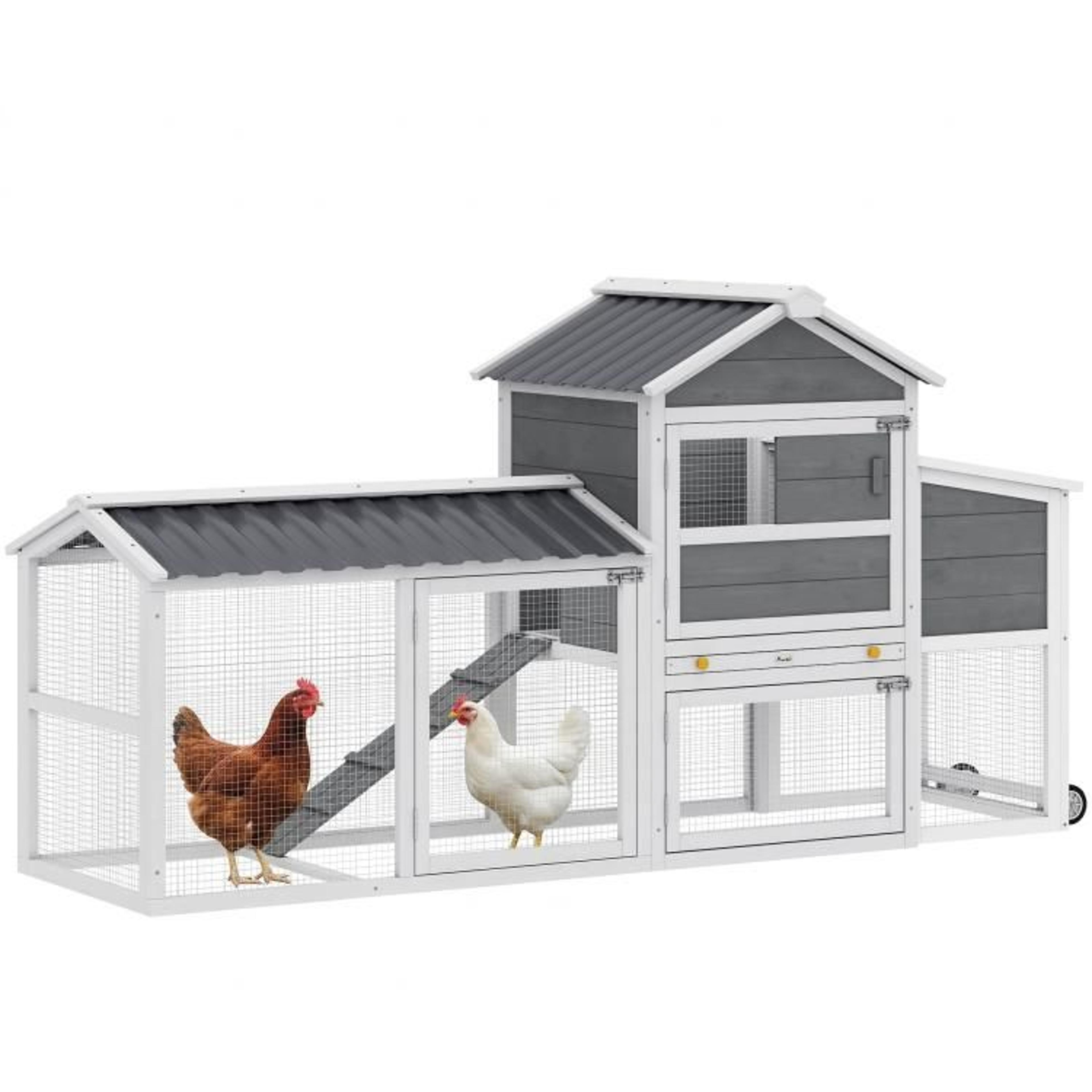 mobile chicken coop with wheels and run 80-inch wooden hen house with nesting box