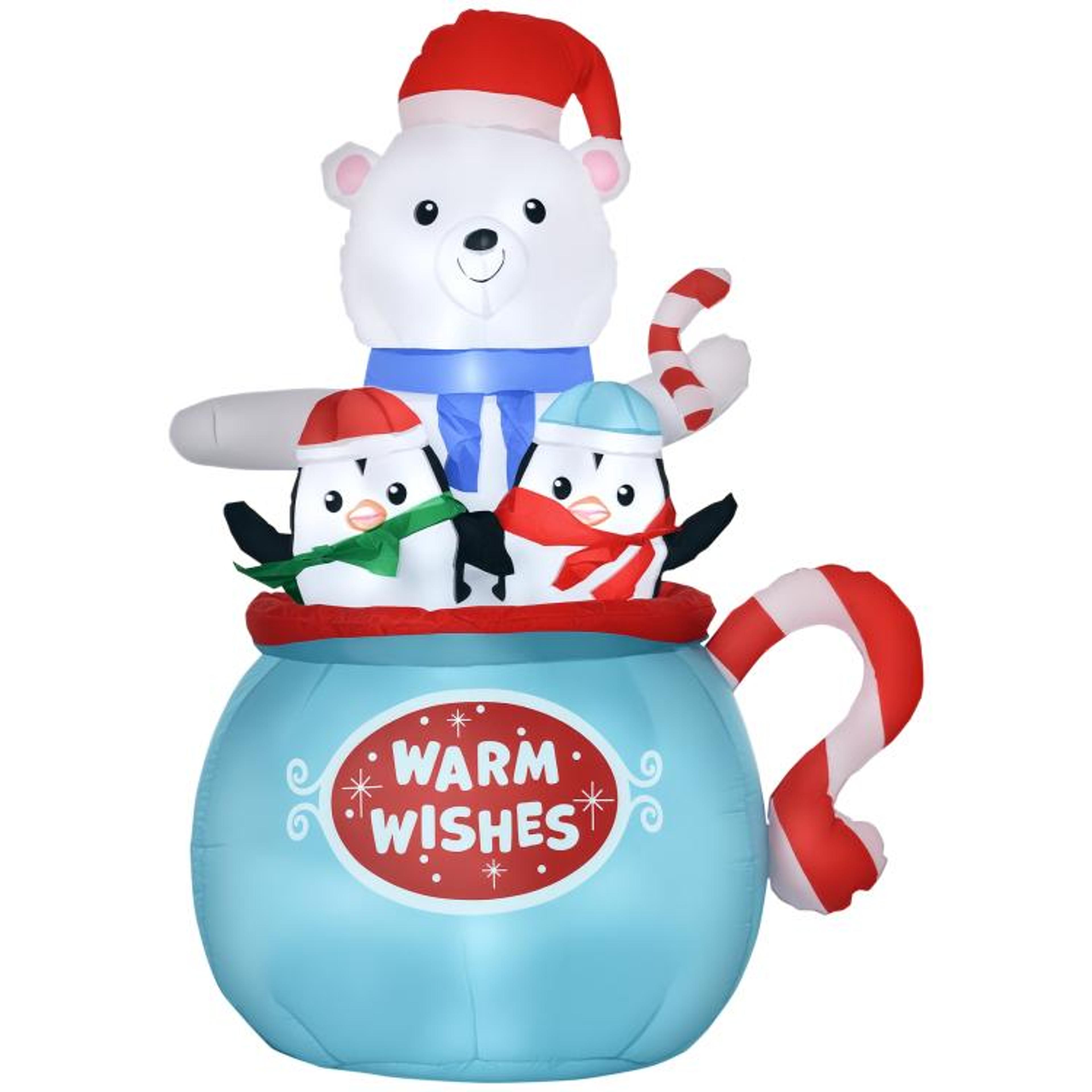 5ft christmas inflatable polar bear and penguins with led lights