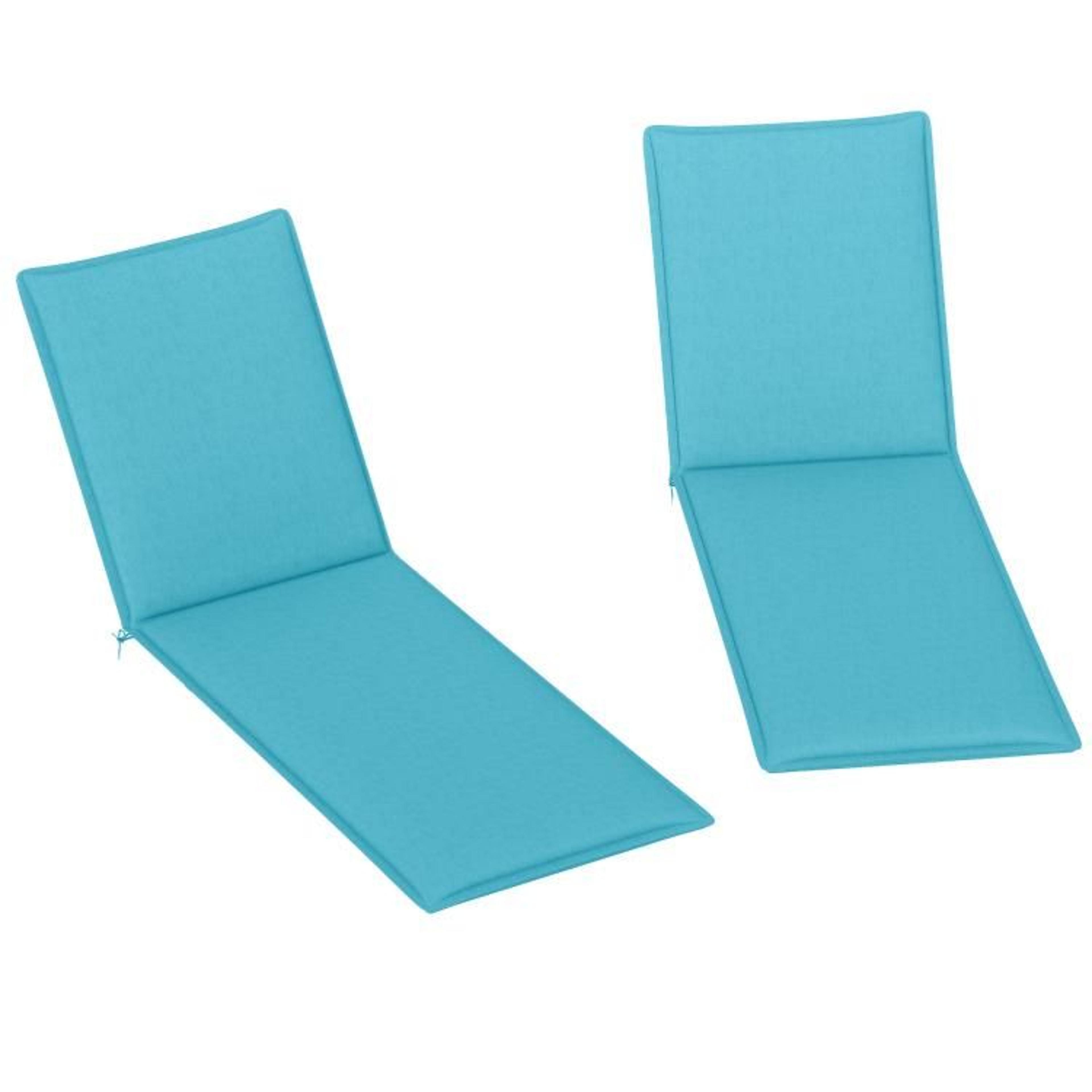 outdoor chaise lounge cushions set of 2 with foldable foam padding light blue