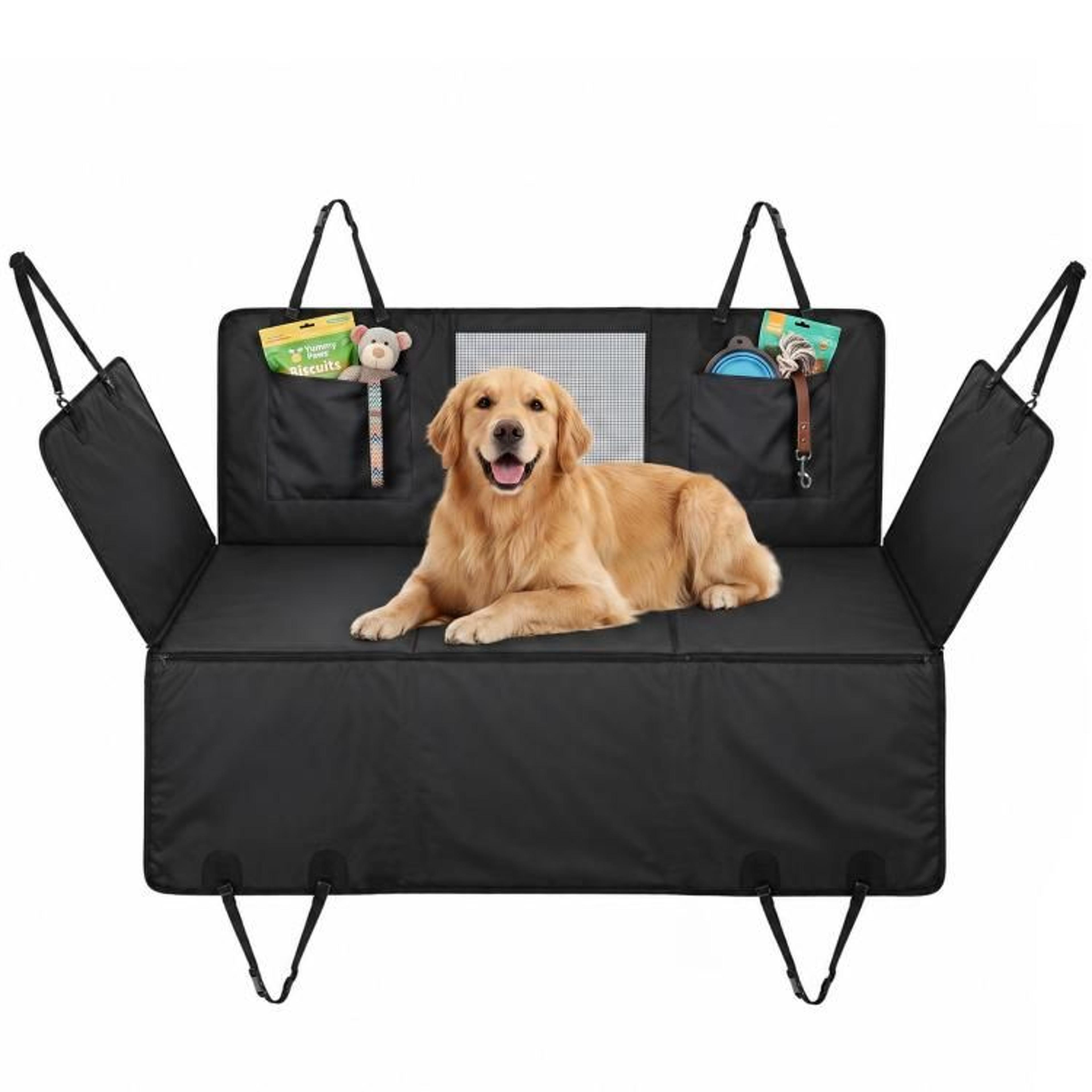 waterproof dog car seat cover with hard bottom back seat extender black
