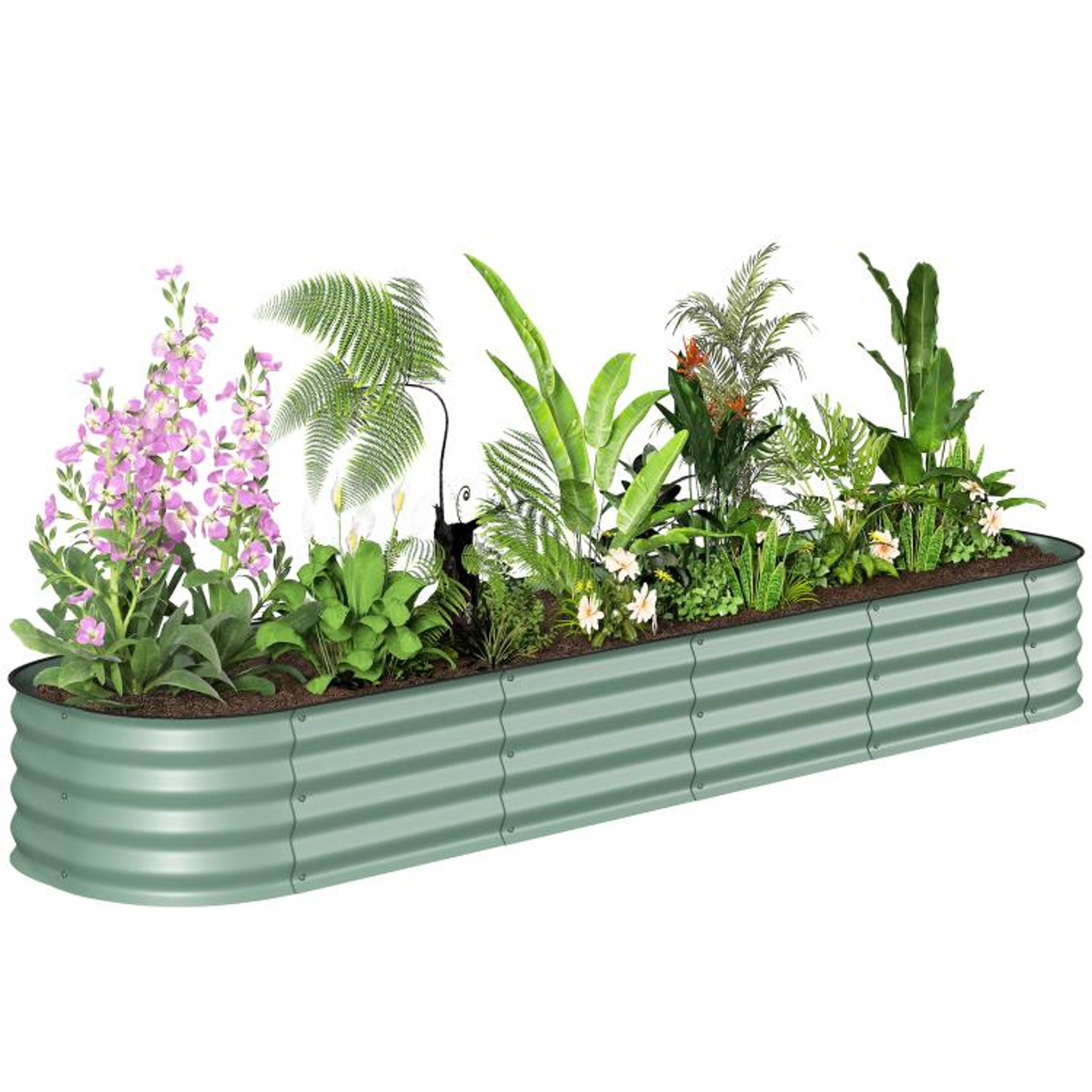 galvanized raised garden bed kit with safety edging 7.9 ft green metal planter