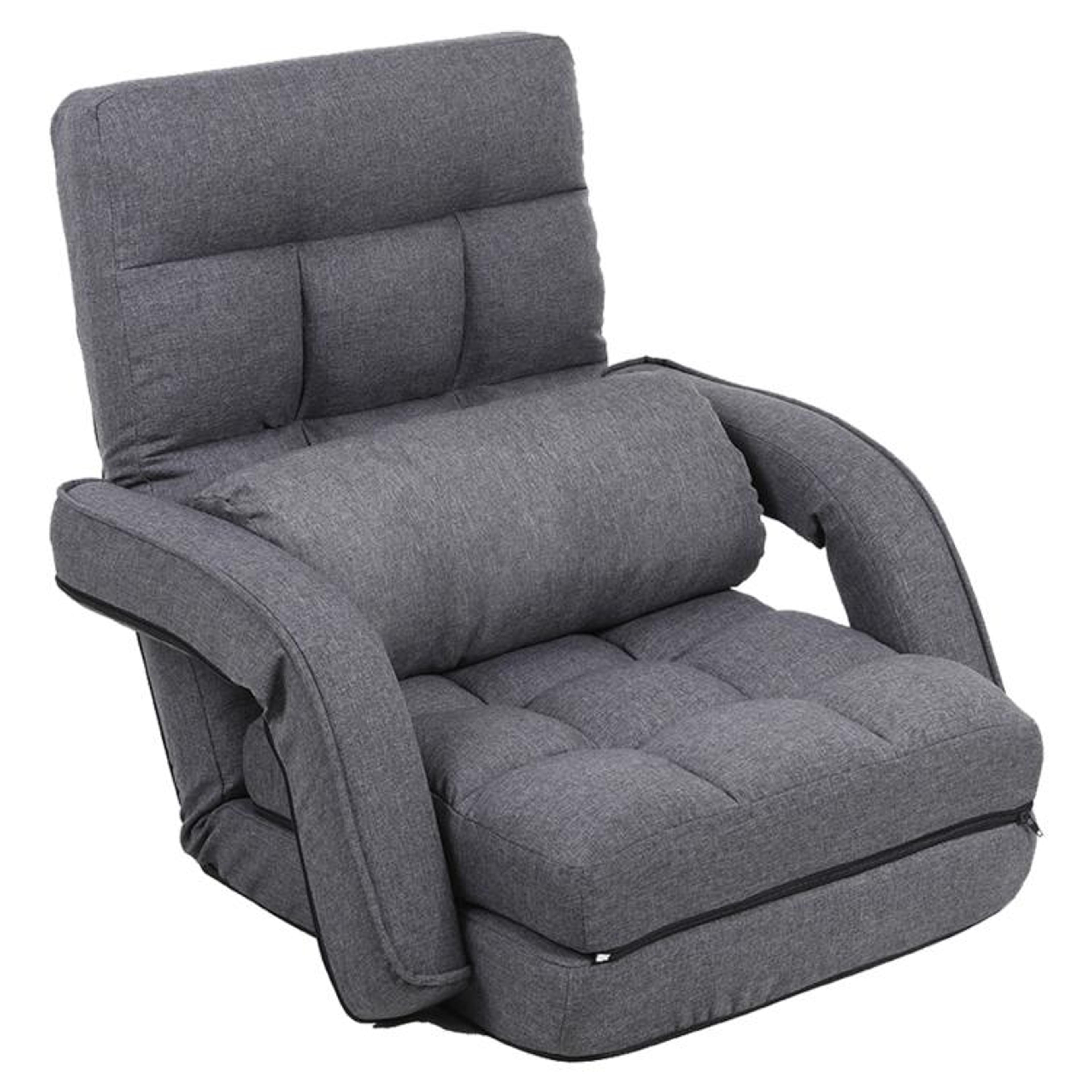 14-position adjustable floor gaming chair with back support and pillow gray