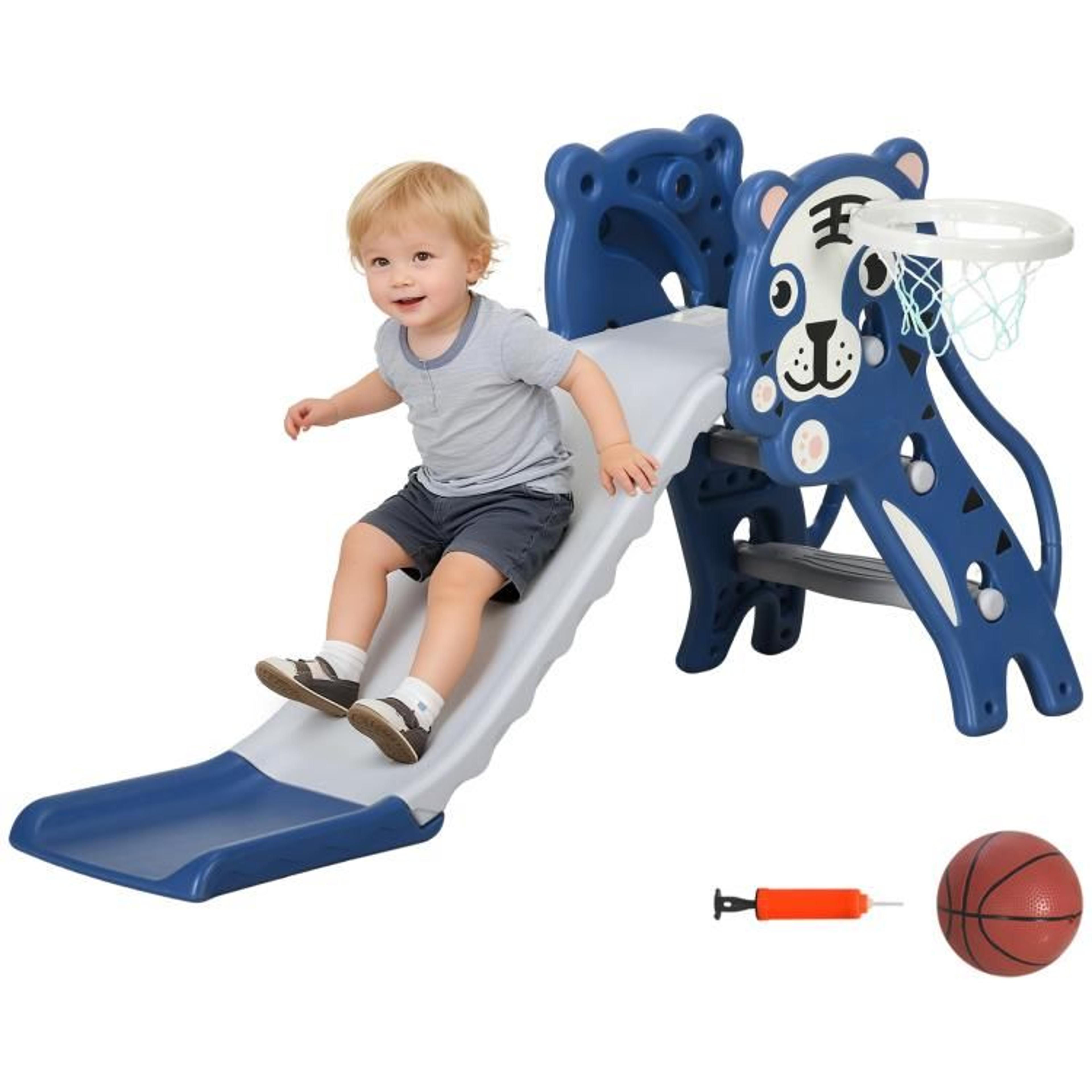 toddler slide with basketball hoop for indoor play ages 18–36 months