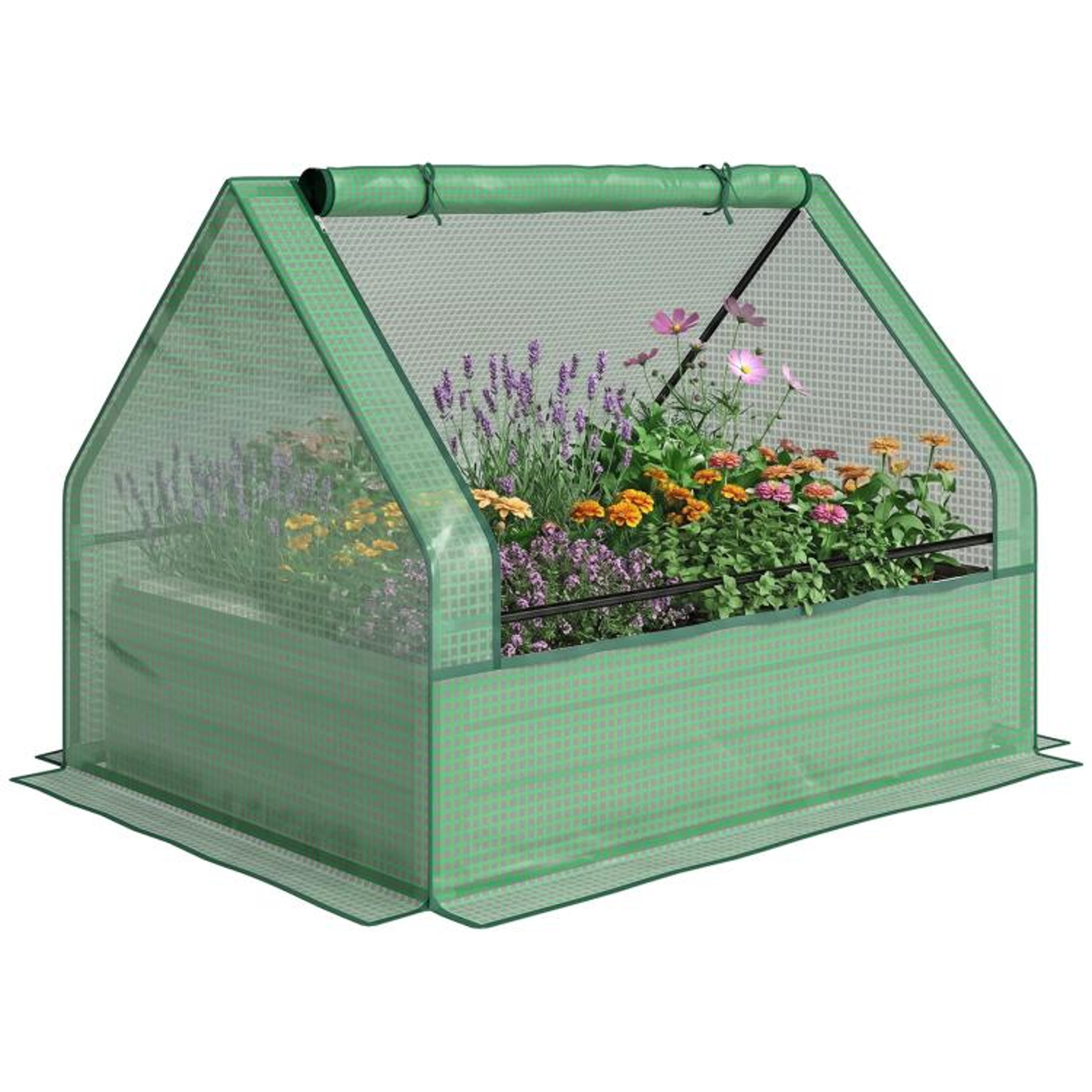raised garden bed with mini greenhouse cover galvanized steel outdoor planter
