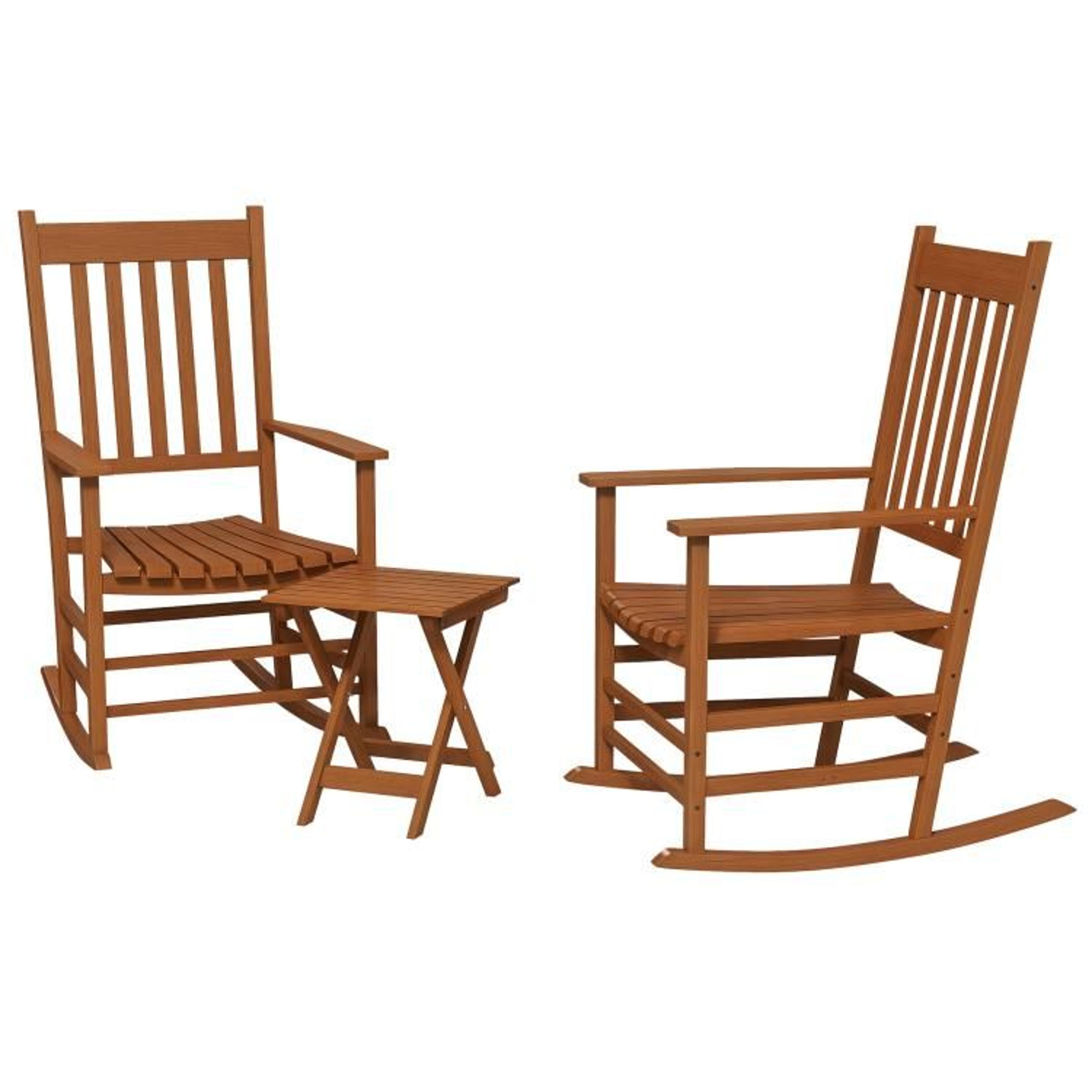 outdoor wooden rocking chair set of 2 with side table for patio and porch