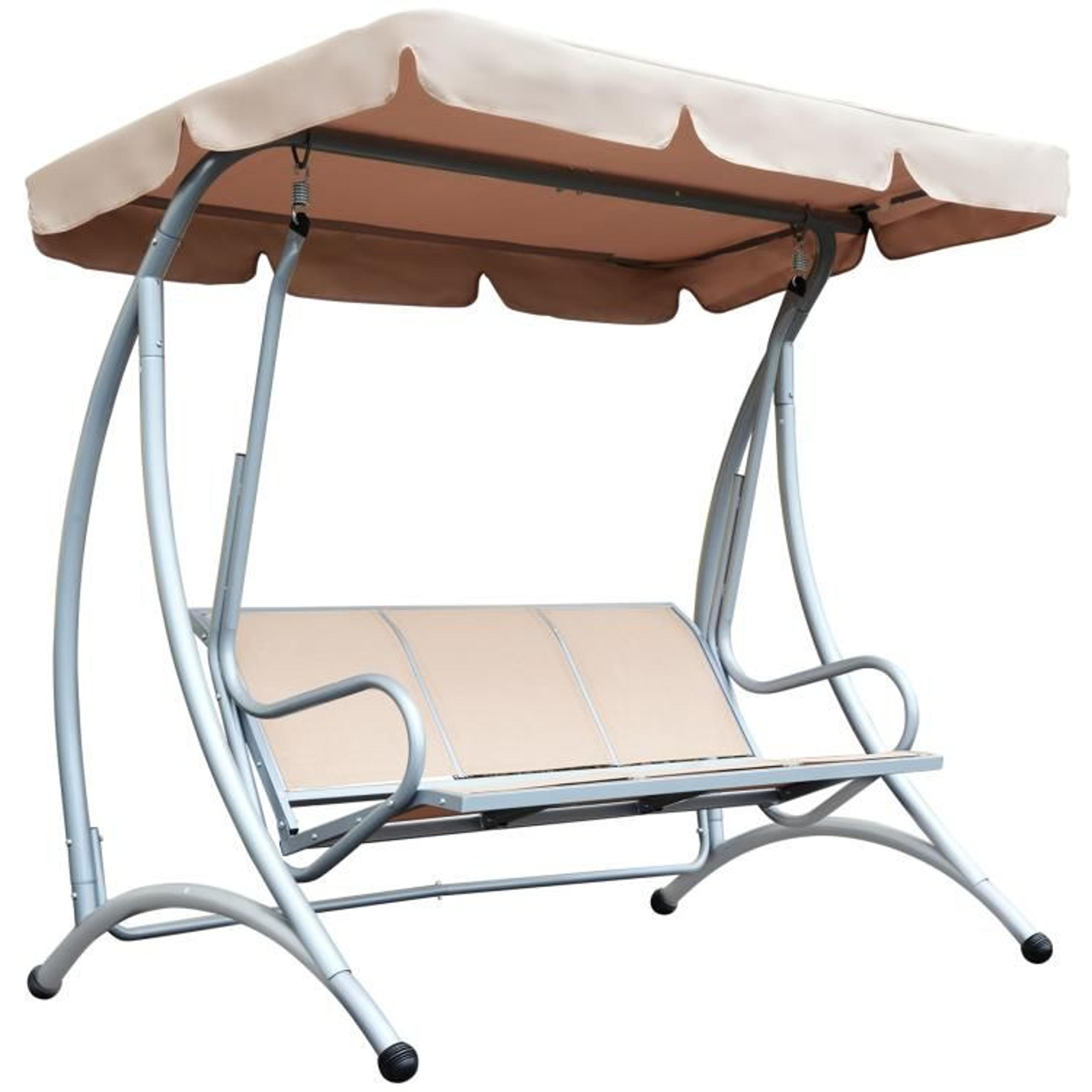 3-seat outdoor patio swing chair with adjustable canopy and steel frame