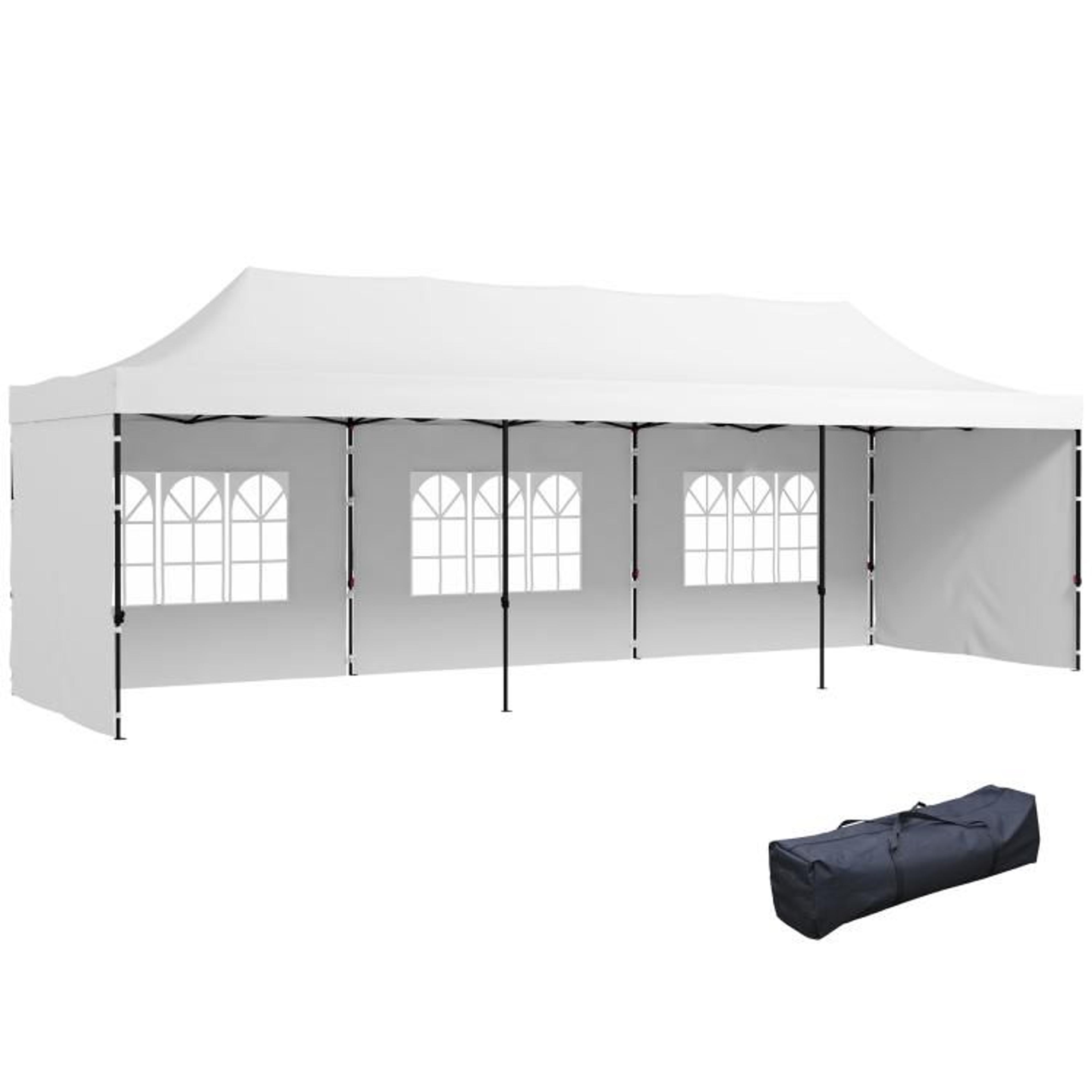 9.5 x 28 ft pop up canopy tent with adjustable height and sidewalls