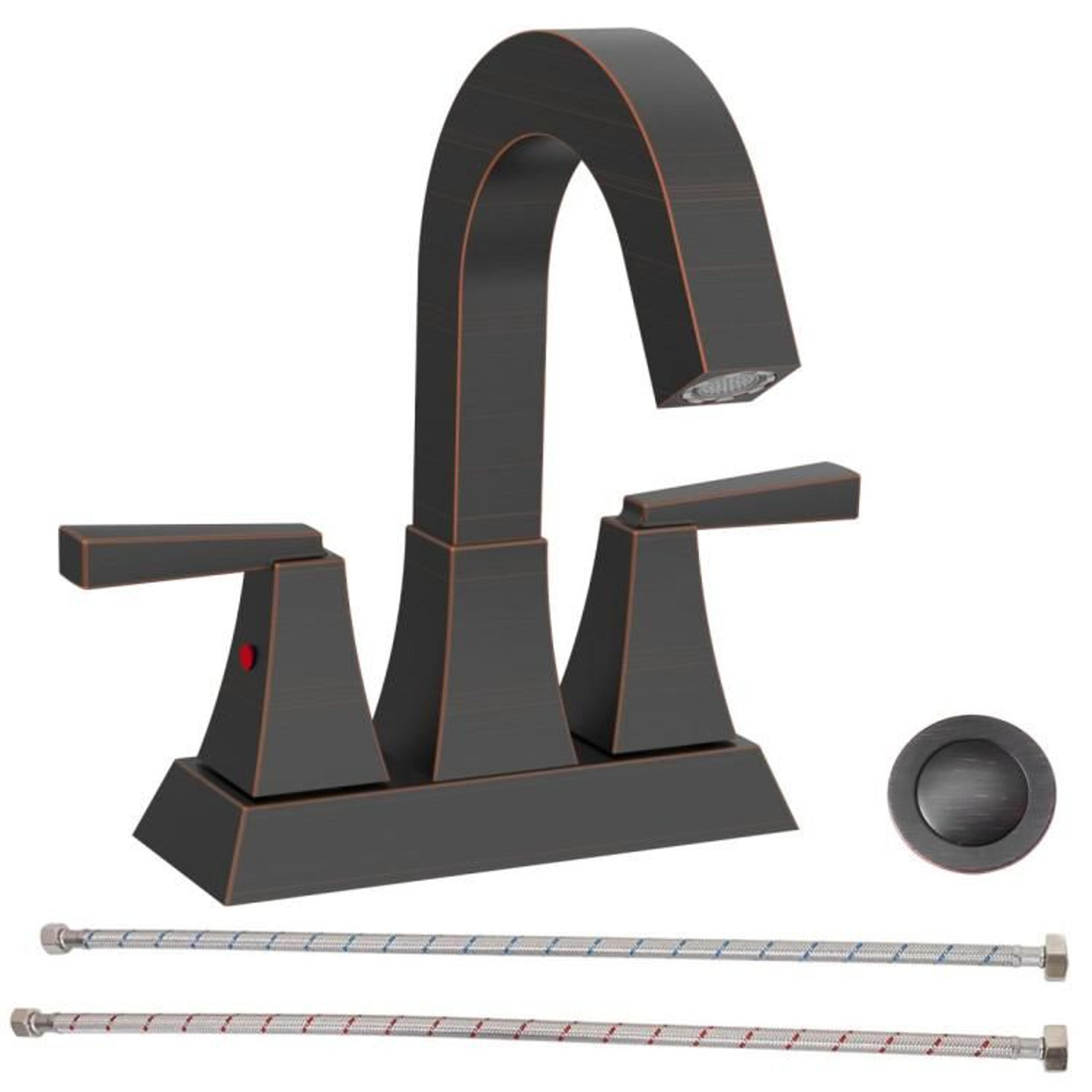oil rubbed bronze 4-inch centerset bathroom sink faucet with 2 handles