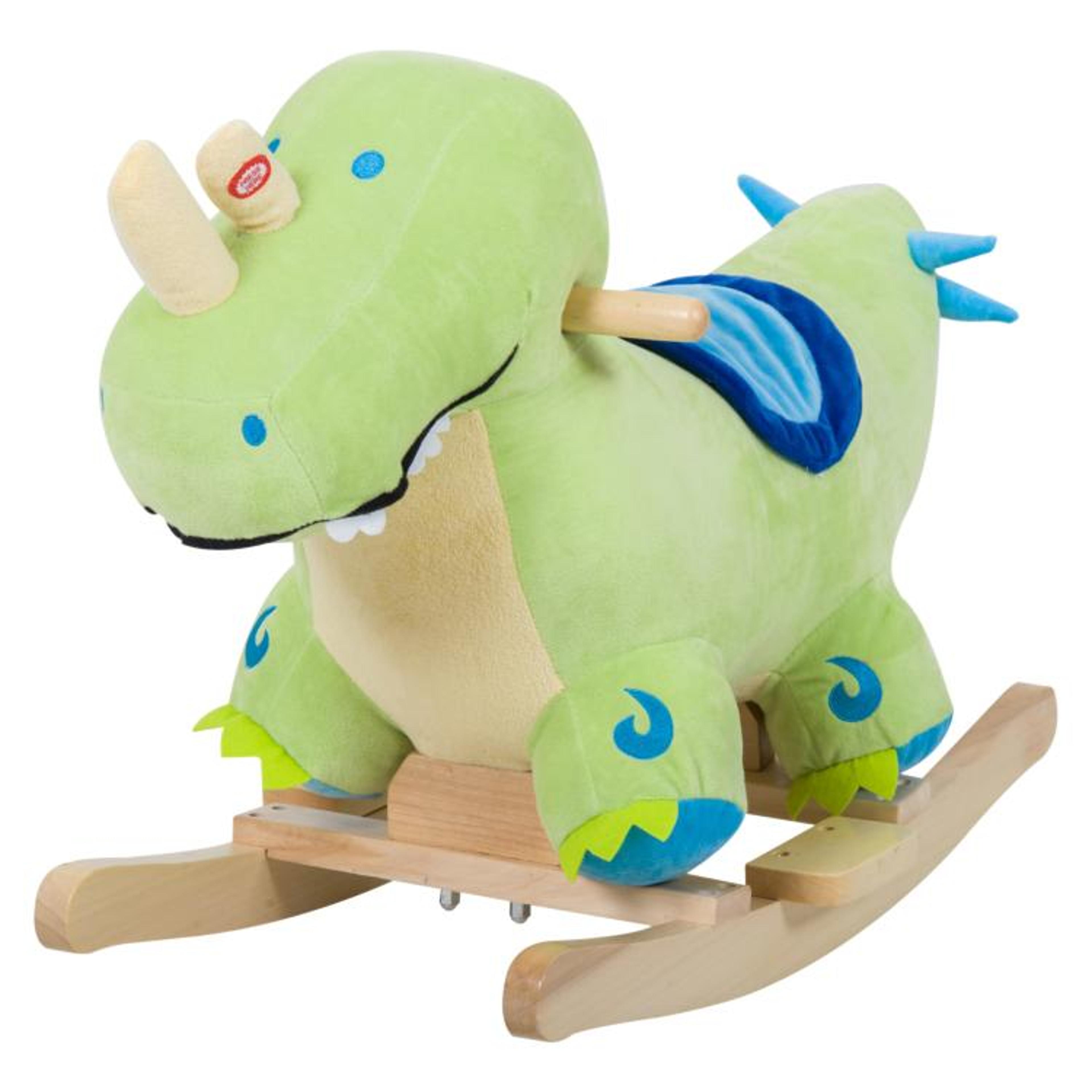 kids plush dinosaur rocking horse toy with realistic sounds green