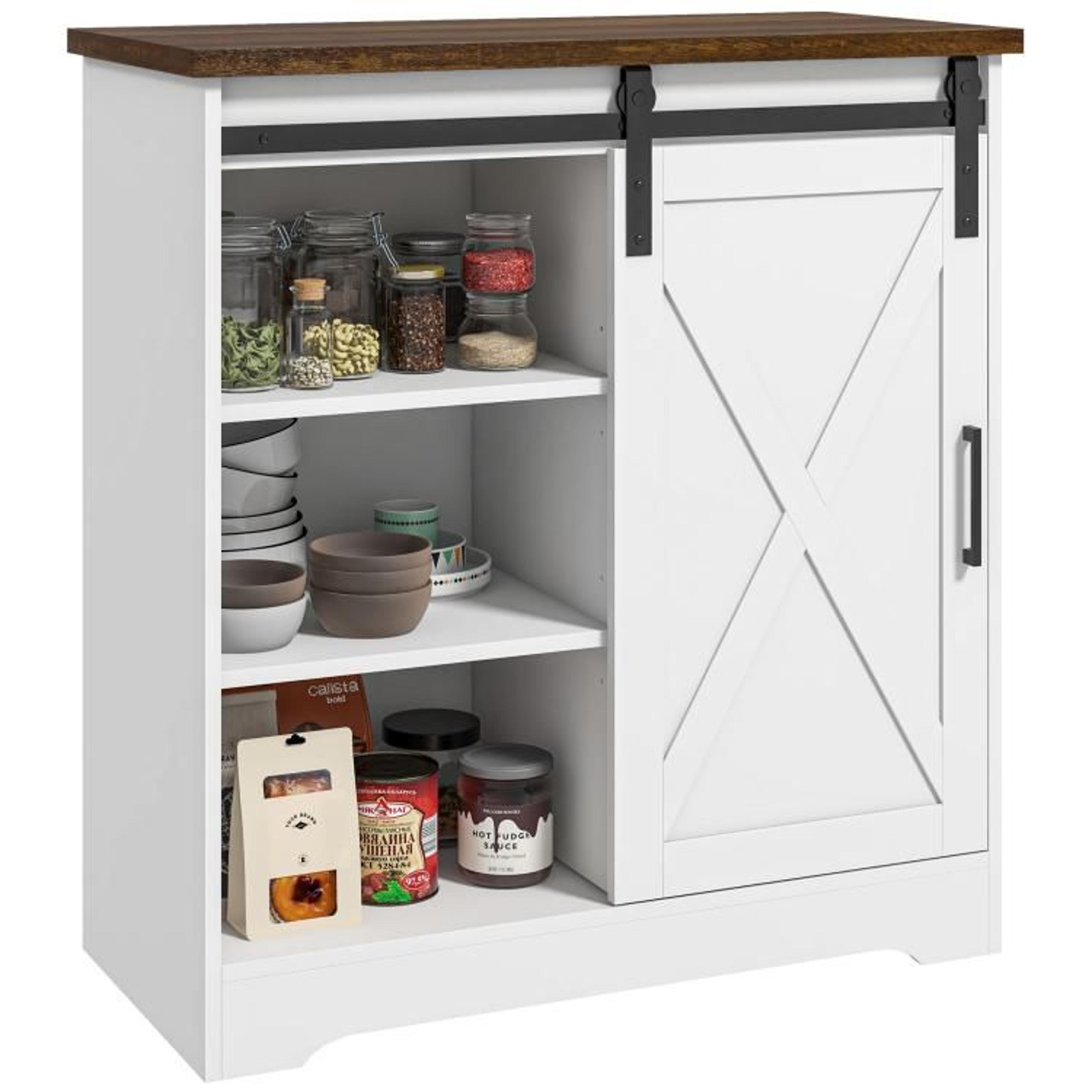 farmhouse kitchen sideboard buffet cabinet with sliding barn door white