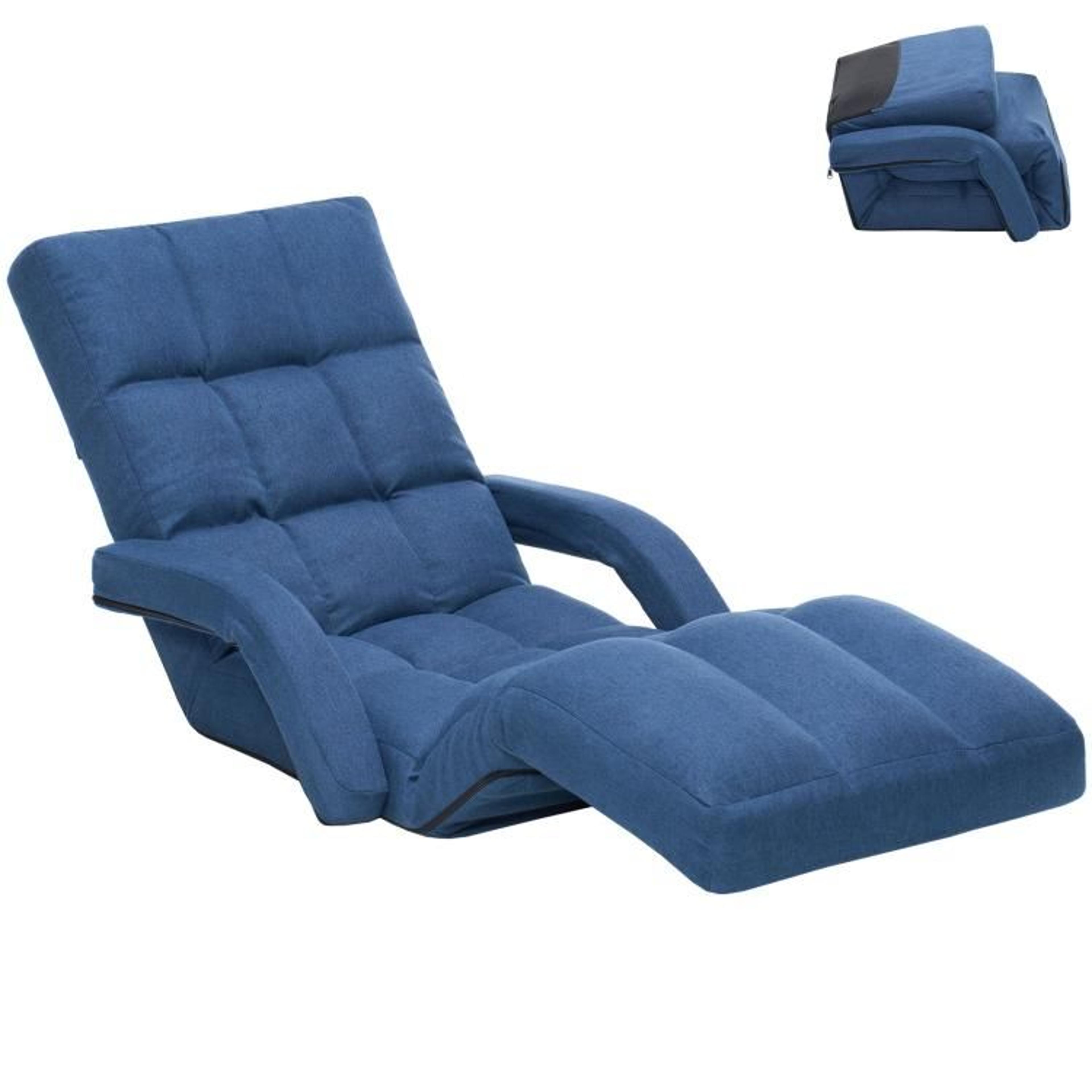 adjustable floor gaming chair with footrest and armrests blue
