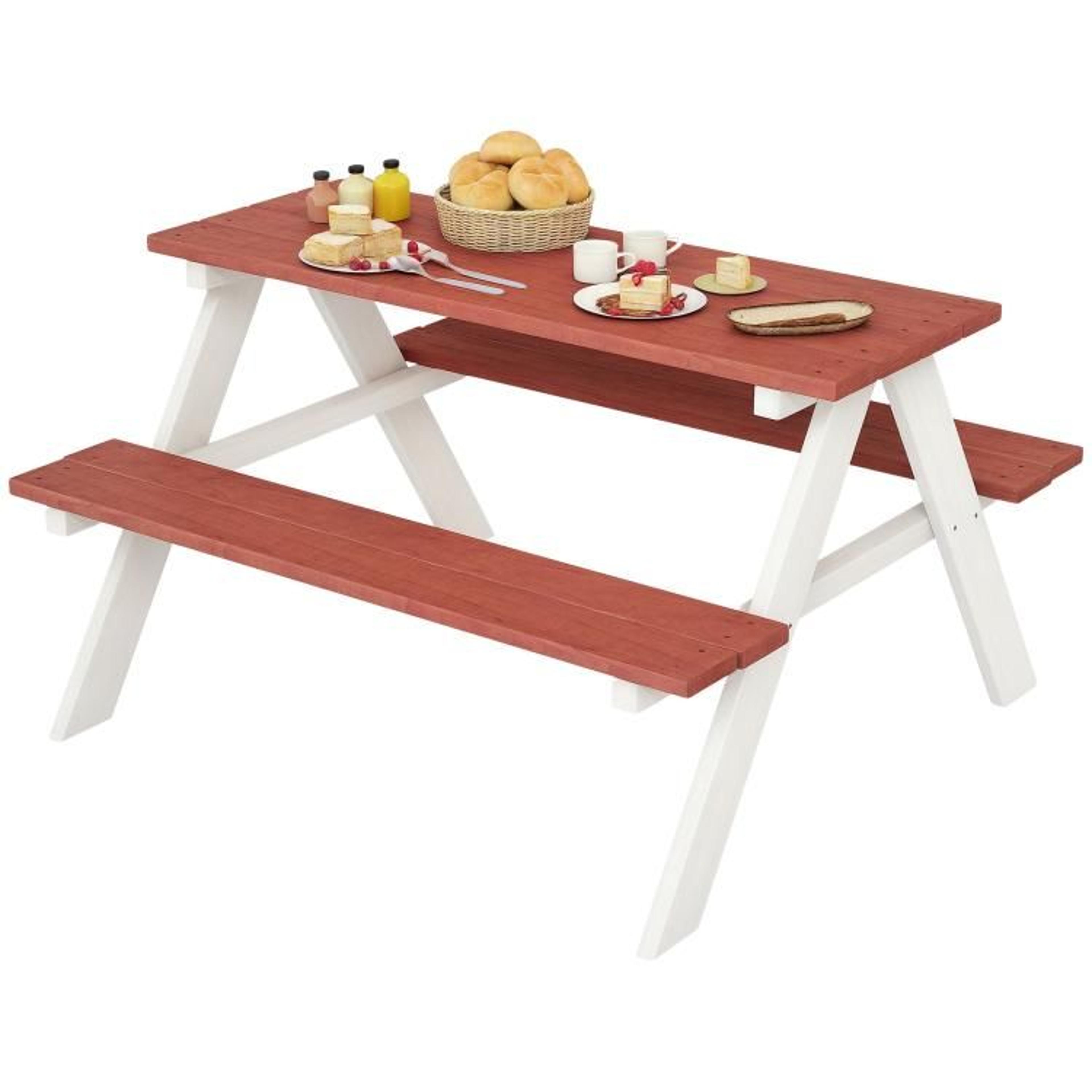 kids wooden picnic table and bench set for outdoor patio and backyard