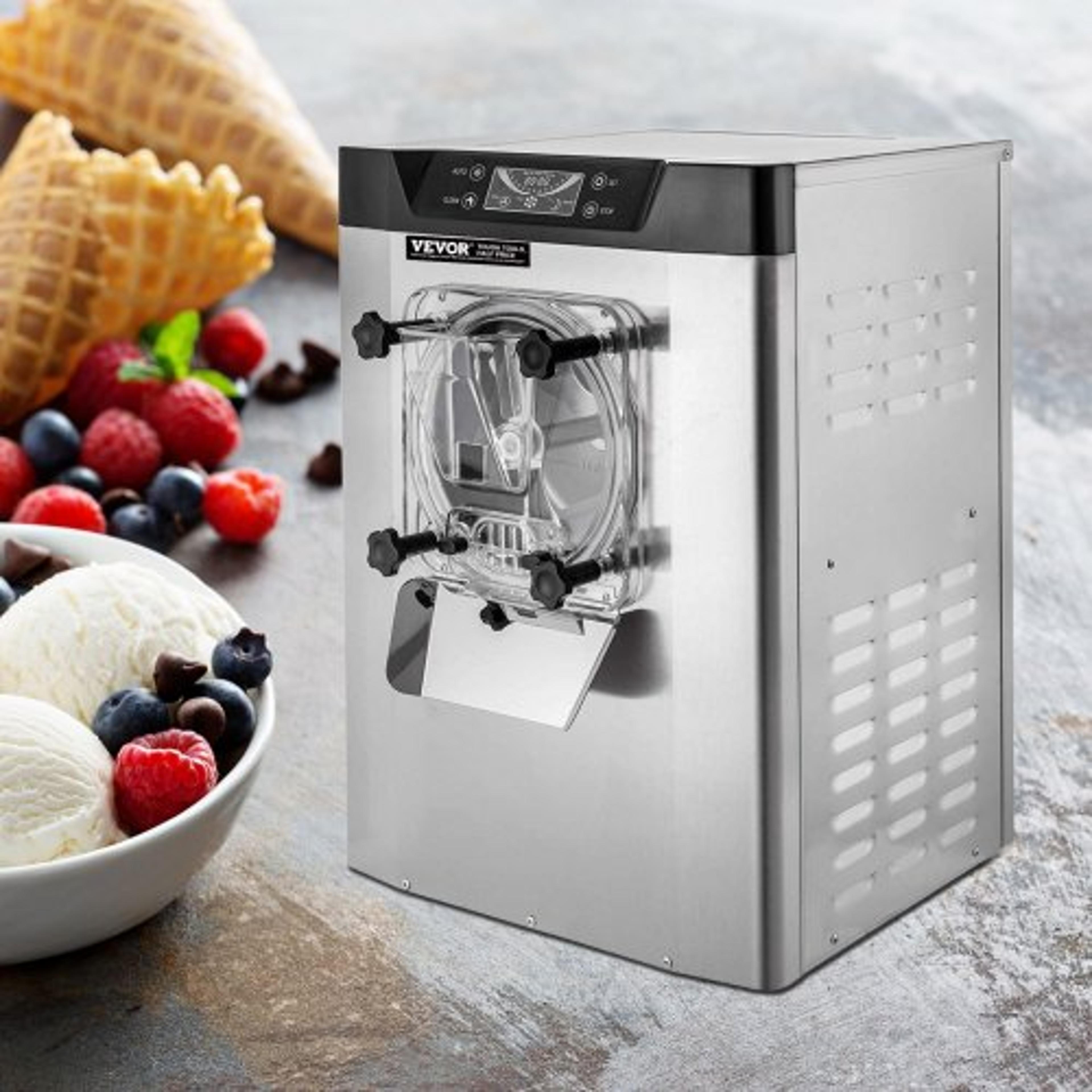 1400w hard serve ice cream machine, 5.3 gph output, auto timer, led display – ideal for restaurants, cafes
