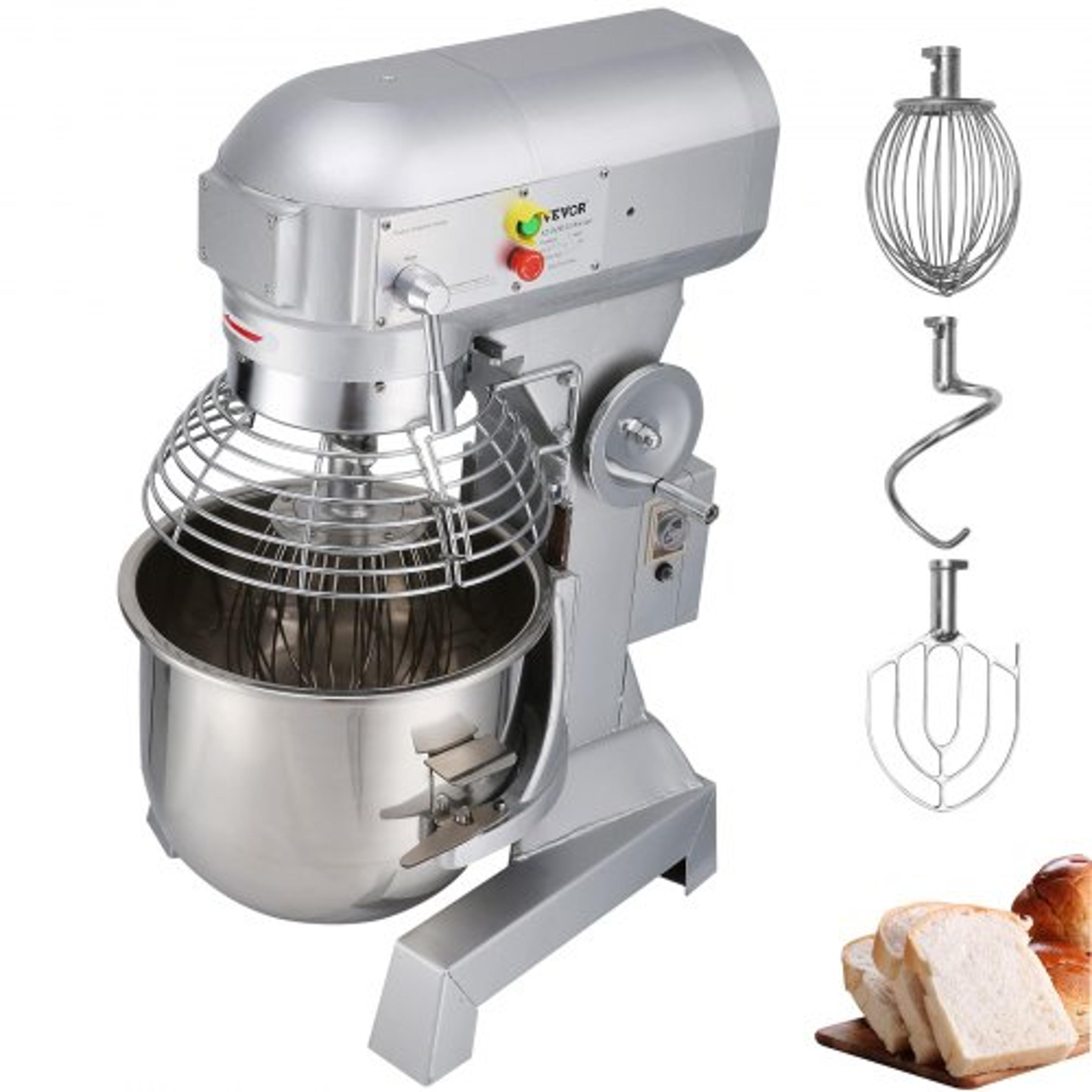 commercial food mixer, speed heavy duty stand mixer with stainless steel bowl, dough hook, whisk, beater
