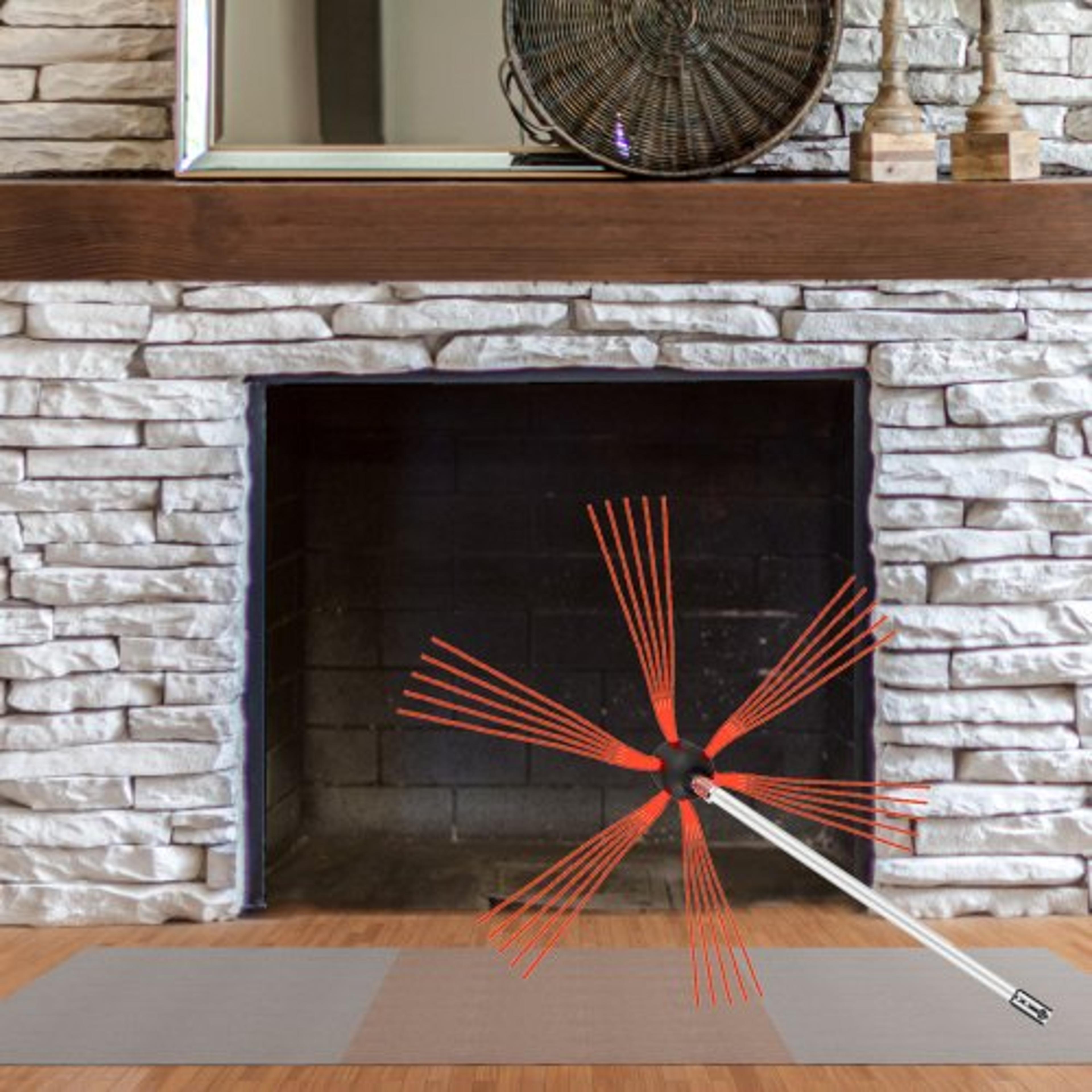 8m rotary chimney cleaning kit, drill-powered fireplace sweeping tool with durable nylon rods & flexible brush head
