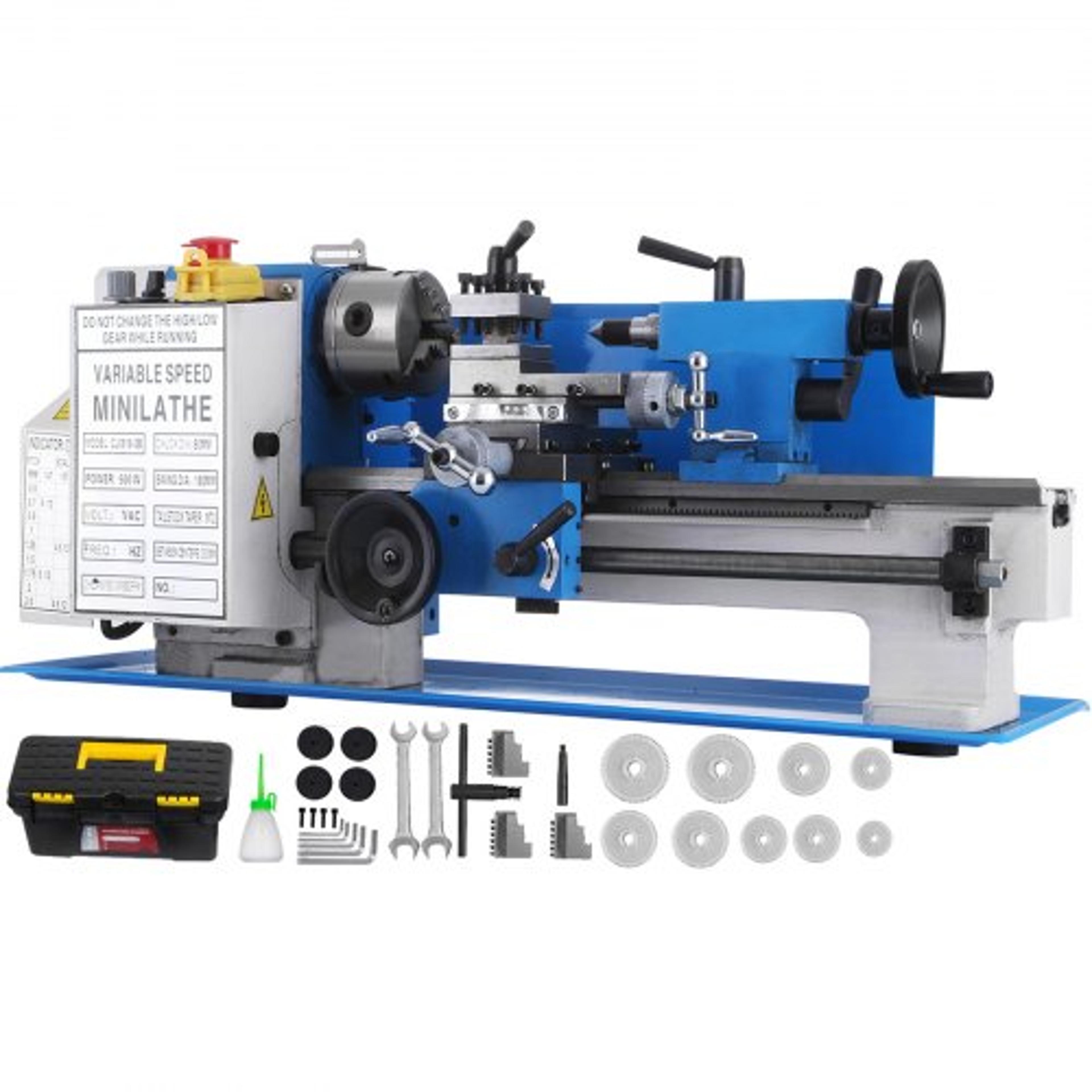 mini lathe precision bench top metal working lathe, variable speed 2250 rpm for accurate metal cutting & threading