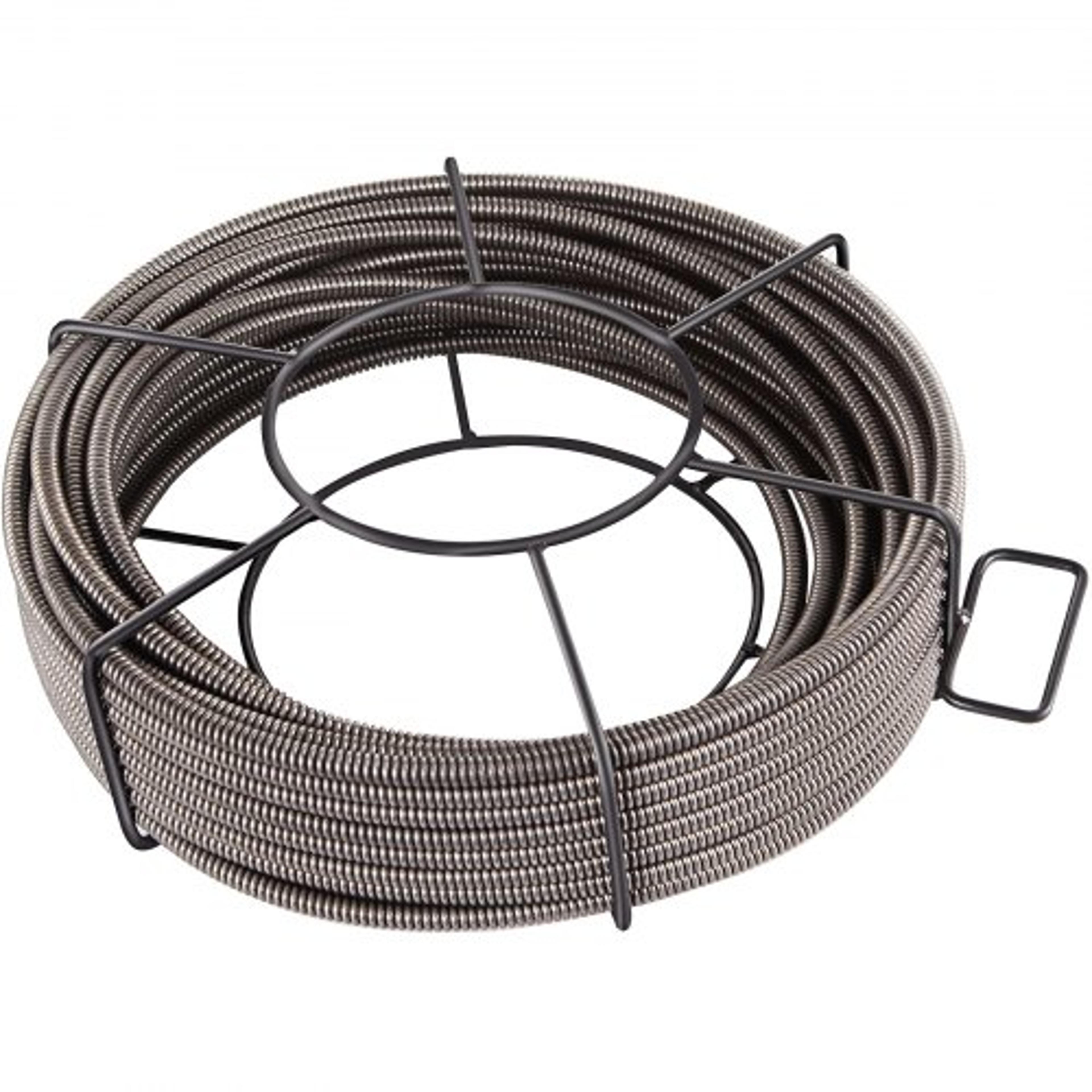 100ft solid core cable sewer snake, heavy-duty drain auger cable for pipe drain cleaning (1/2 x 100) with 4 cutters