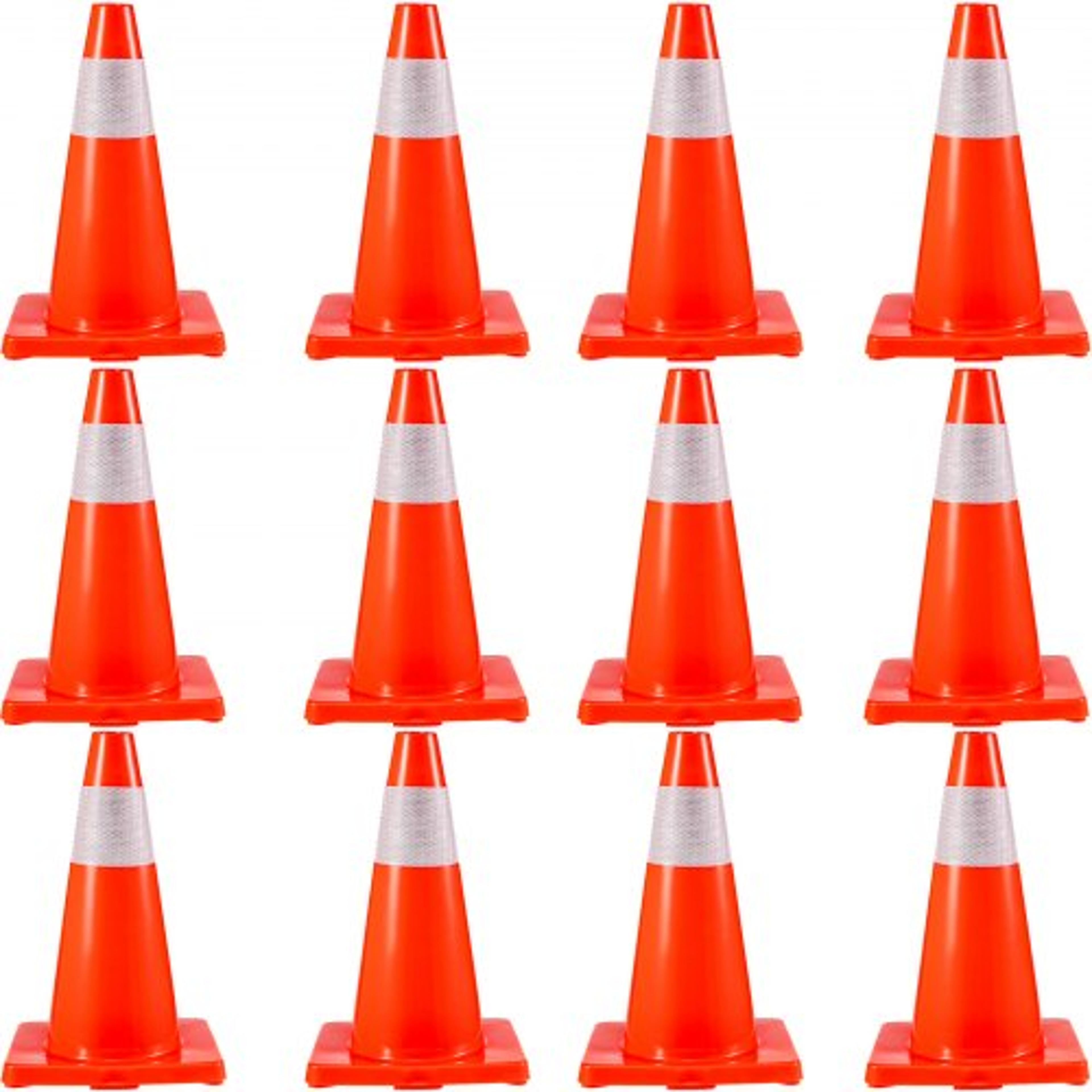traffic safety cones, reflective parking cones with stable pvc base for driveway, road work, construction & hazard zone
