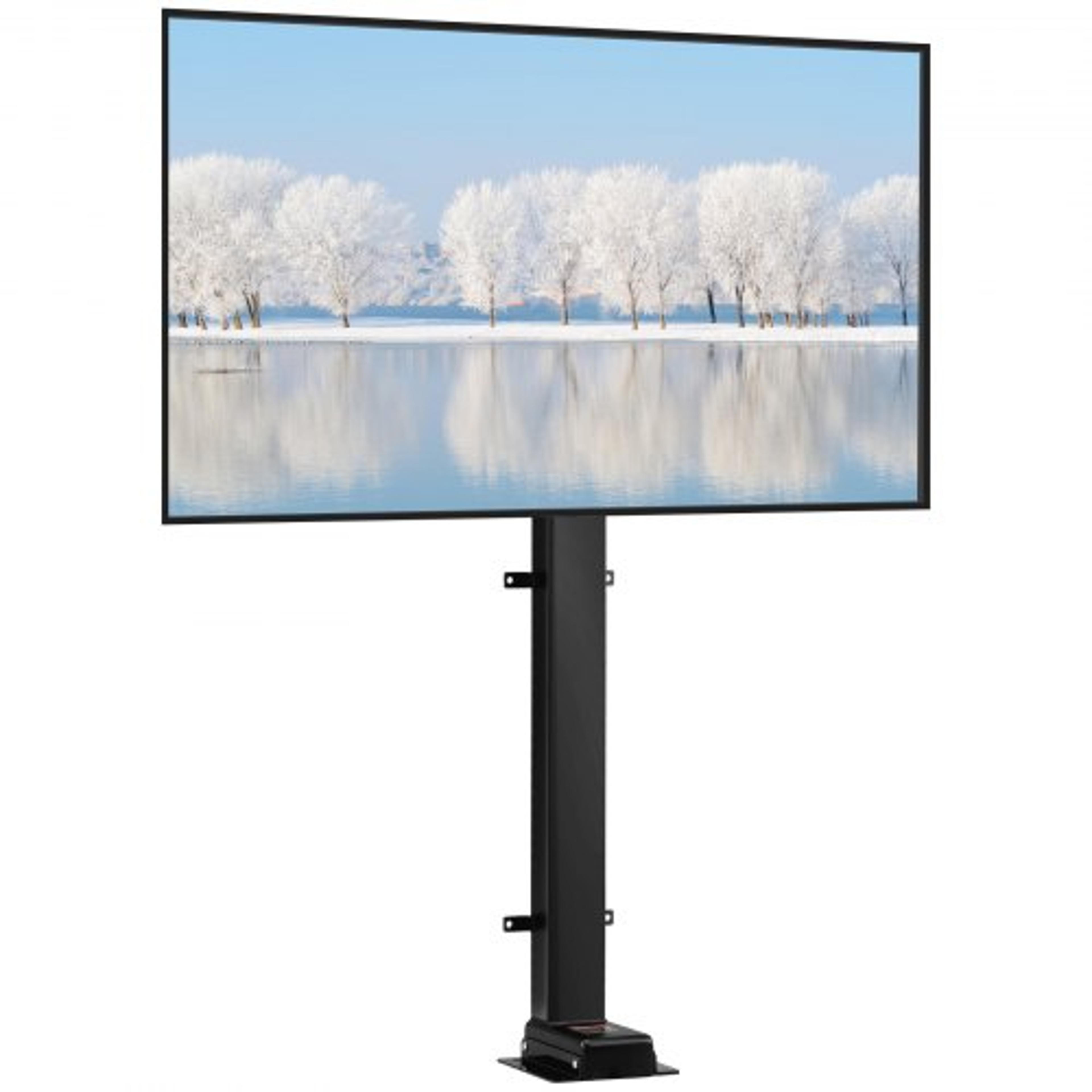 motorized tv lift, 35" stroke length, fits 32-65" tvs, height adjustable 28.7-64.2", 154 lbs capacity
